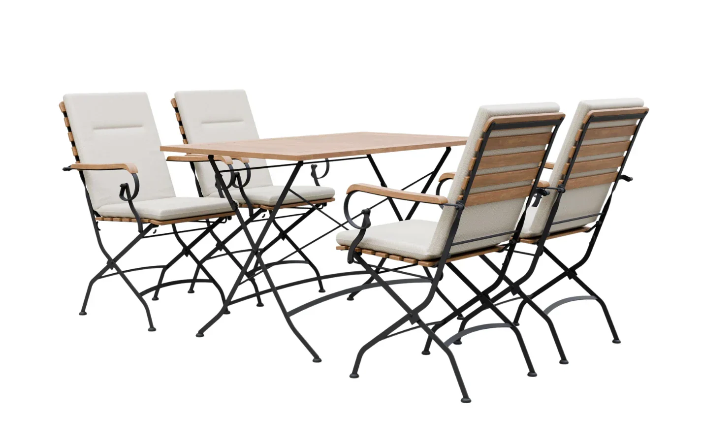 Sicily 4 Seater Teak and Wrought Iron Rectangular 120cm Garden Dining Set - Image 7