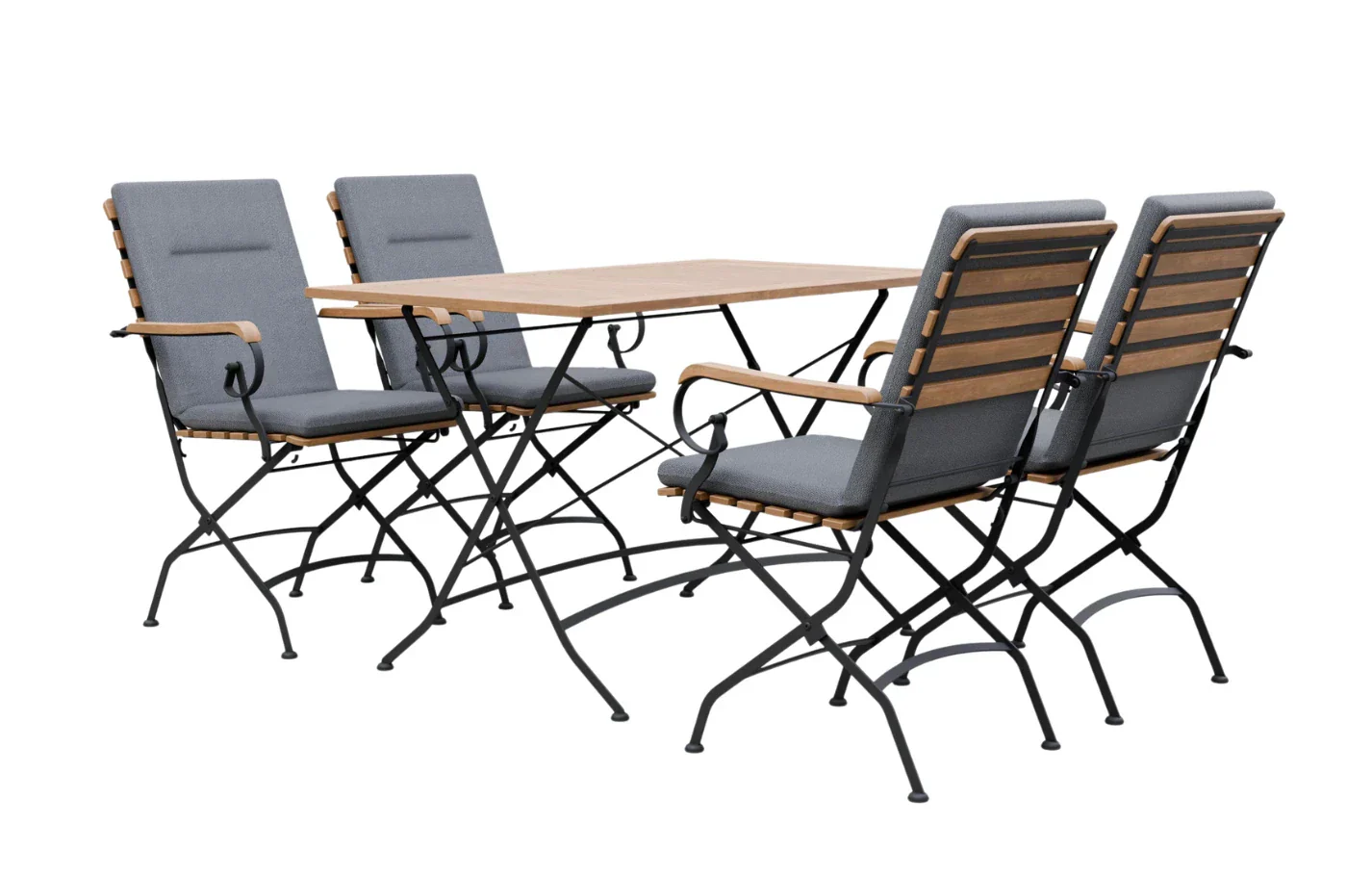 Sicily 4 Seater Teak and Wrought Iron Rectangular 120cm Garden Dining Set - Image 8