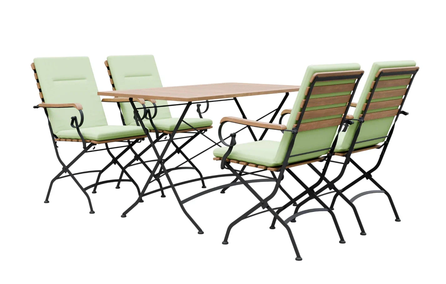 Sicily 4 Seater Teak and Wrought Iron Rectangular 120cm Garden Dining Set - Image 9