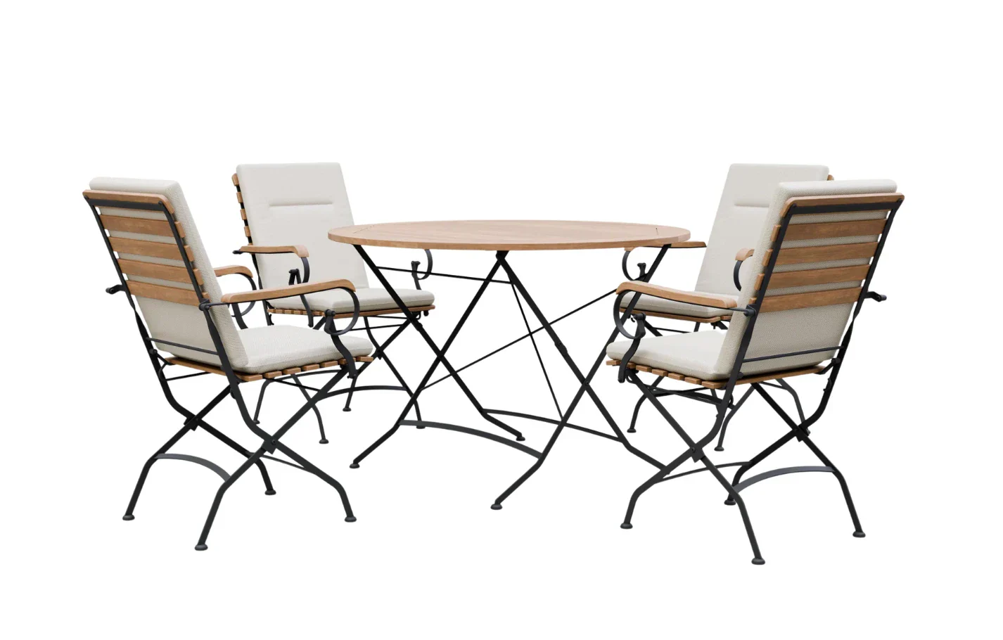 Sicily 4 Seater Teak and Wrought Iron Round 110cm Garden Dining Set - Image 10