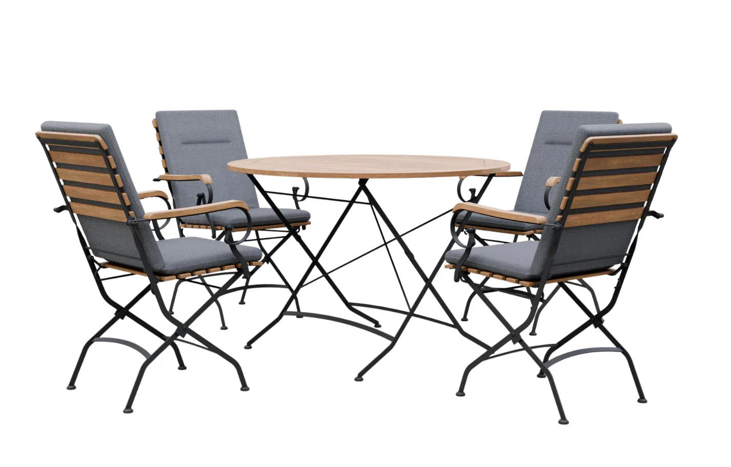 Sicily 4 Seater Teak and Wrought Iron Round 110cm Garden Dining Set - Image 11
