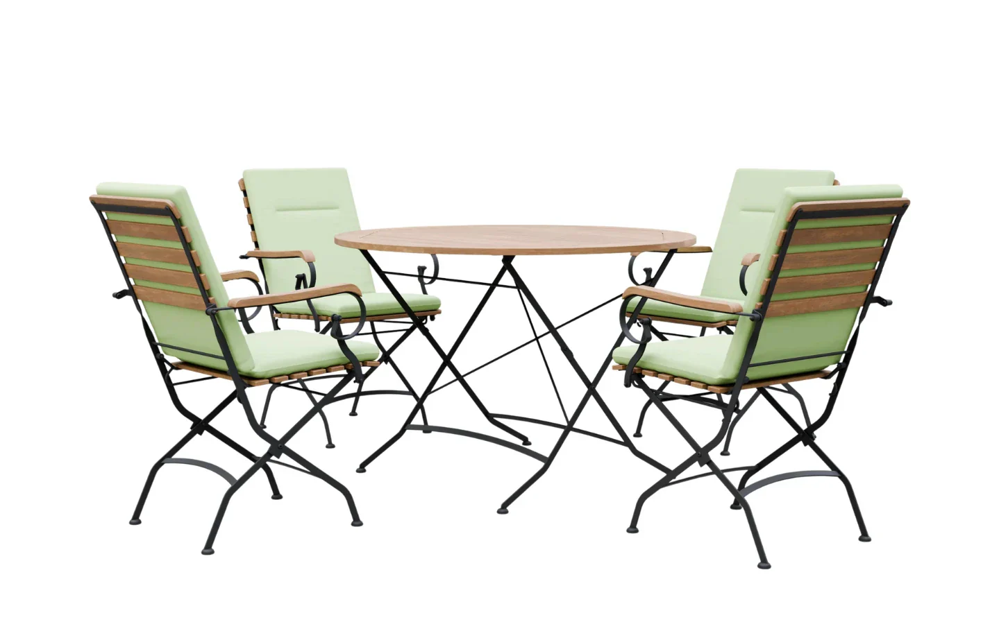 Sicily 4 Seater Teak and Wrought Iron Round 110cm Garden Dining Set - Image 9
