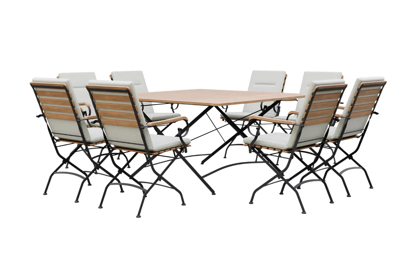 Sicily 8 Seater Teak and Wrought Iron Square 140cm Garden Dining Set - Image 10