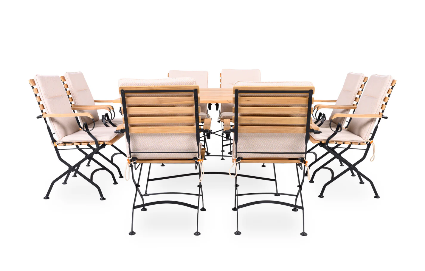 Sicily 8 Seater Teak and Wrought Iron Square 140cm Garden Dining Set - Image 9