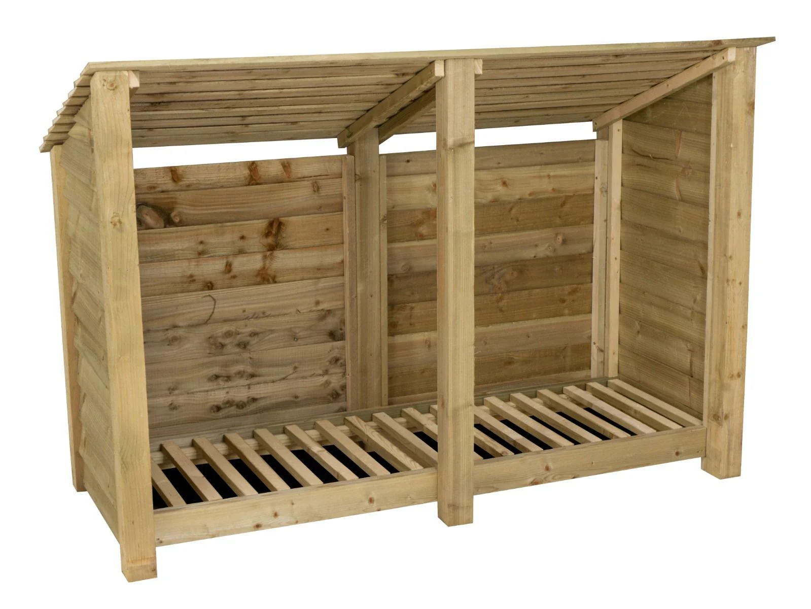 Wooden Log Store (Roof Sloping Back) W-187cm, H-126cm or 180cm, D-88cm - Image 3