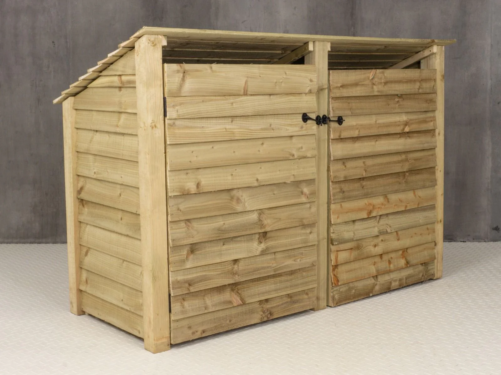 Wooden Log Store (Roof Sloping Back) with Doors and Shelf W-187cm, H-126cm or 180cm, D-88cm - Image 4