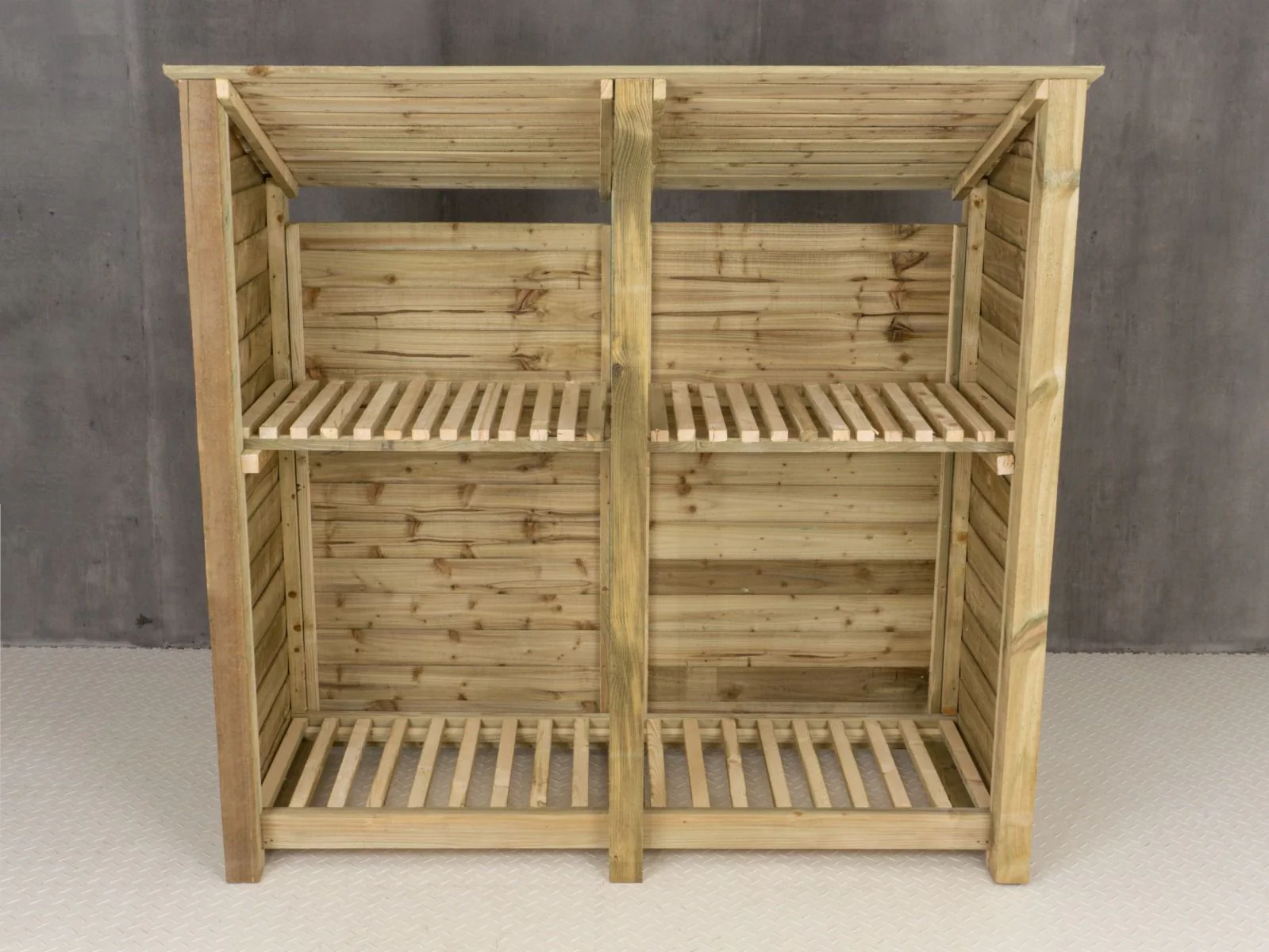 Wooden Log Store (Roof Sloping Back) with Shelf W-187cm, H-126cm or 180cm, D-88cm - Image 3