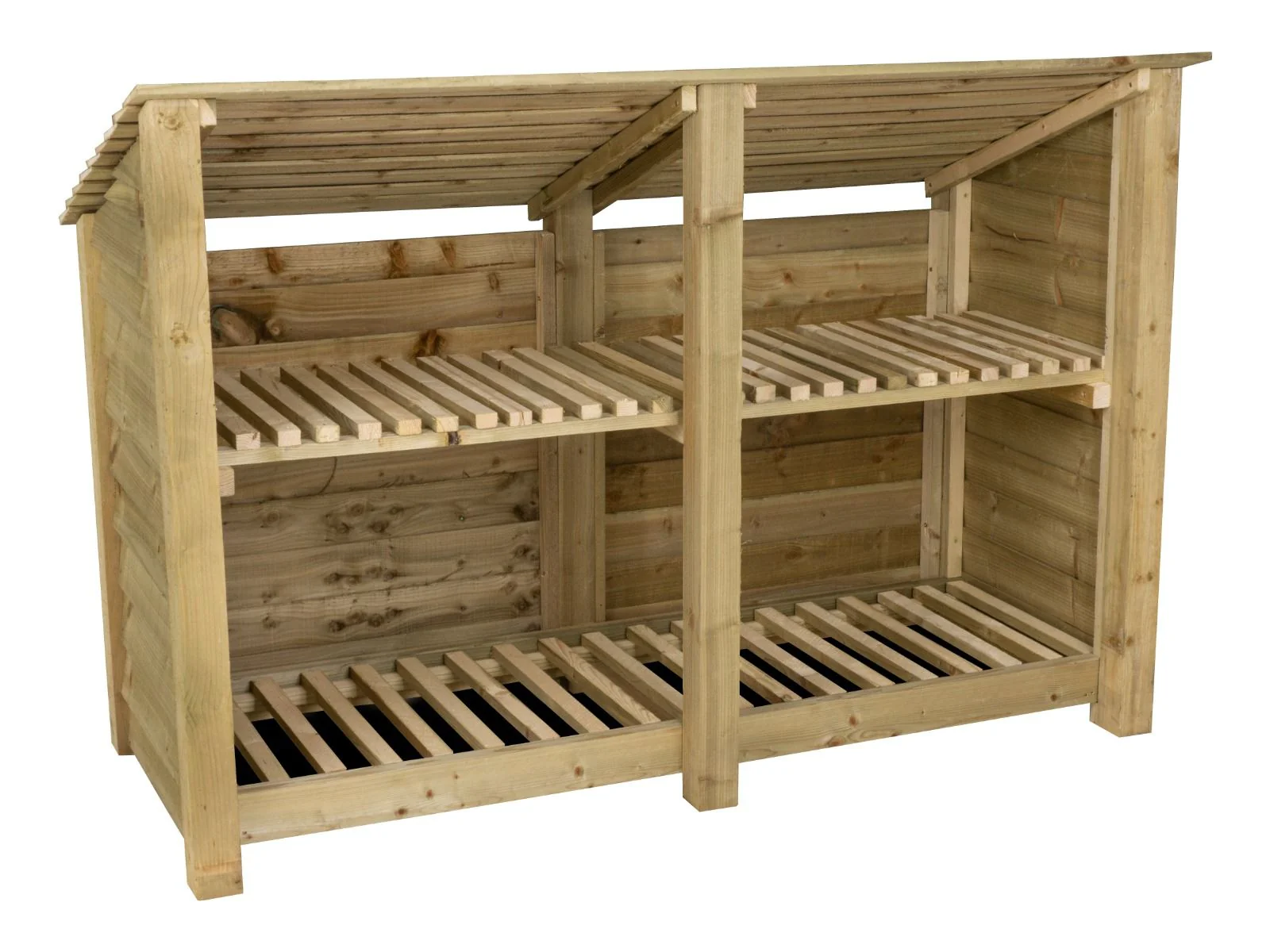 Wooden Log Store (Roof Sloping Back) with Shelf W-187cm, H-126cm or 180cm, D-88cm - Image 4