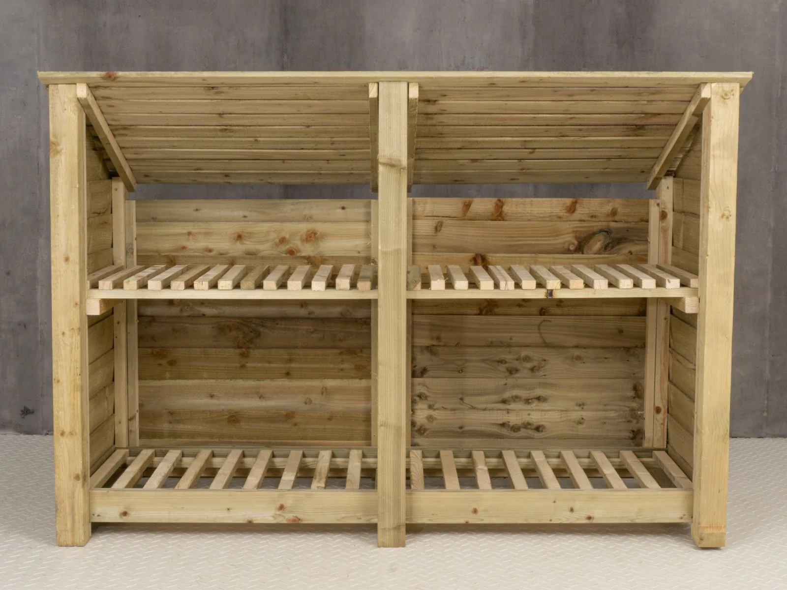 Wooden Log Store (Roof Sloping Back) with Shelf W-187cm, H-126cm or 180cm, D-88cm - Image 5