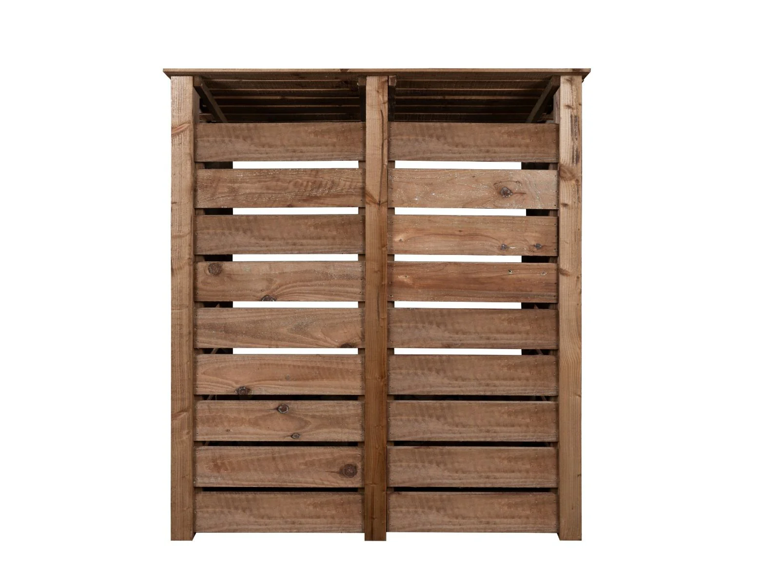 Slatted Wooden Log Store W-146cm, H-126cm or 180cm, D-88cm - Brown Finish - Image 4