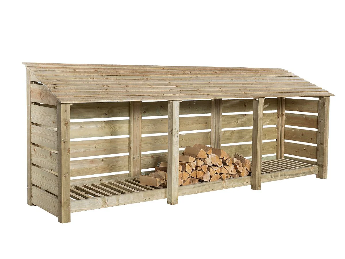 Slatted Wooden Log Store W-335cm, H-126cm or 180cm, D-88cm - Image 4