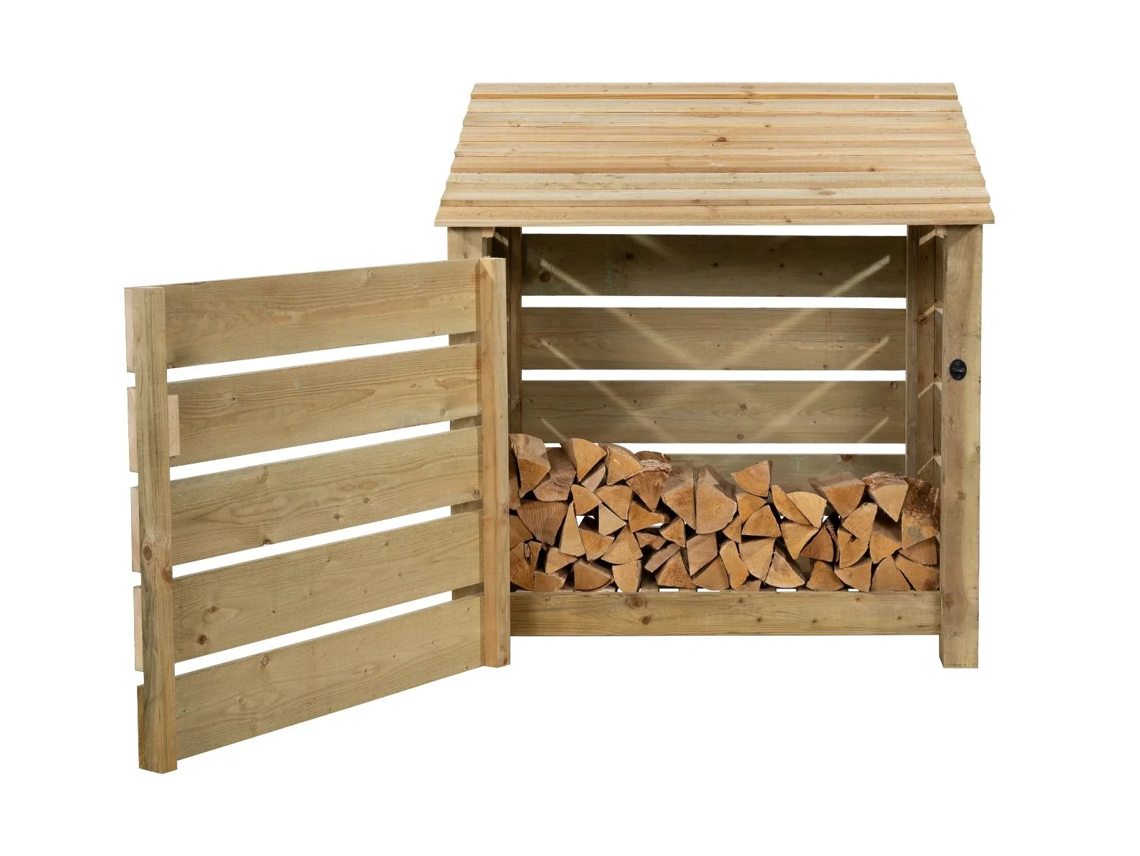 Slatted Wooden Log Store with Door W-119cm, H-126cm Or 180cm, D-88cm - Image 6