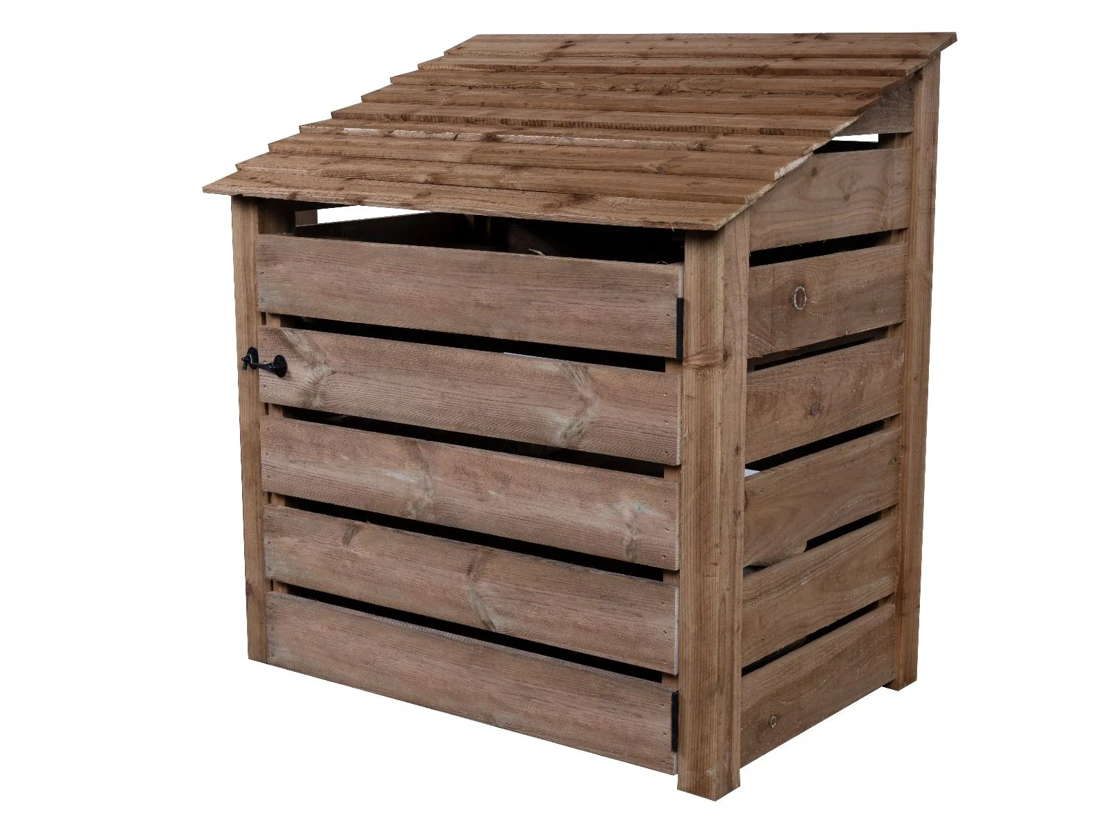 Slatted Wooden Log Store with Door W-119cm, H-126cm or 180cm, D-88cm - Brown Finish - Image 4