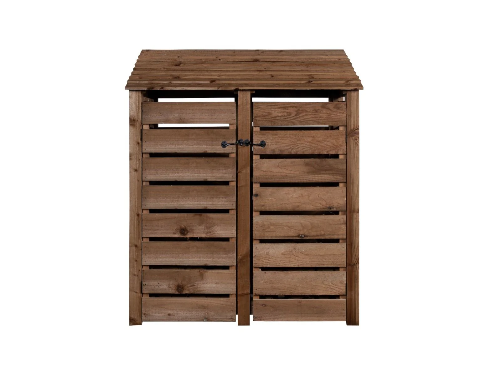 Slatted Wooden Log Store with Door W-146cm, H-126cm or 180cm, D-88cm - Brown Finish - Image 3
