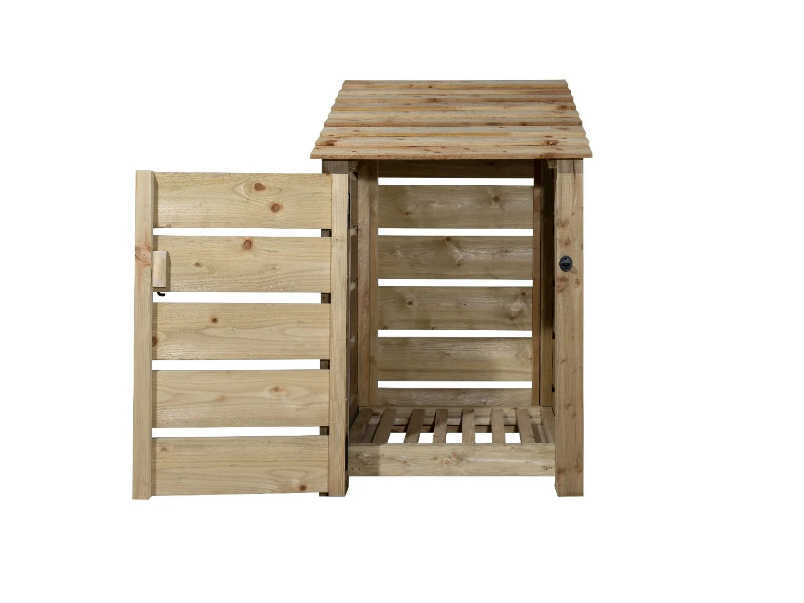 Slatted Wooden Log Store With Door W-79cm, H-126cm or 180cm, D-88cm - Image 5