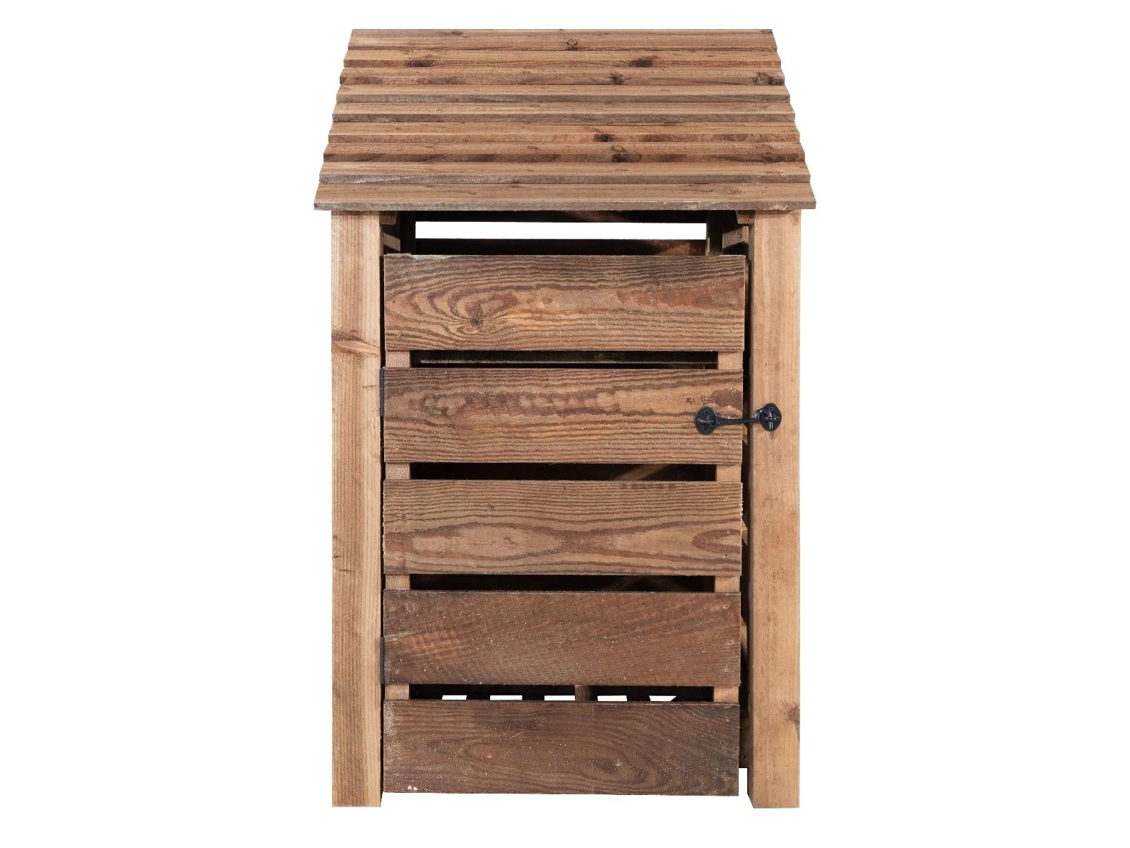 Slatted Wooden Log Store With Door W-79cm, H-126cm or 180cm, D-88cm - Brown Finish - Image 8