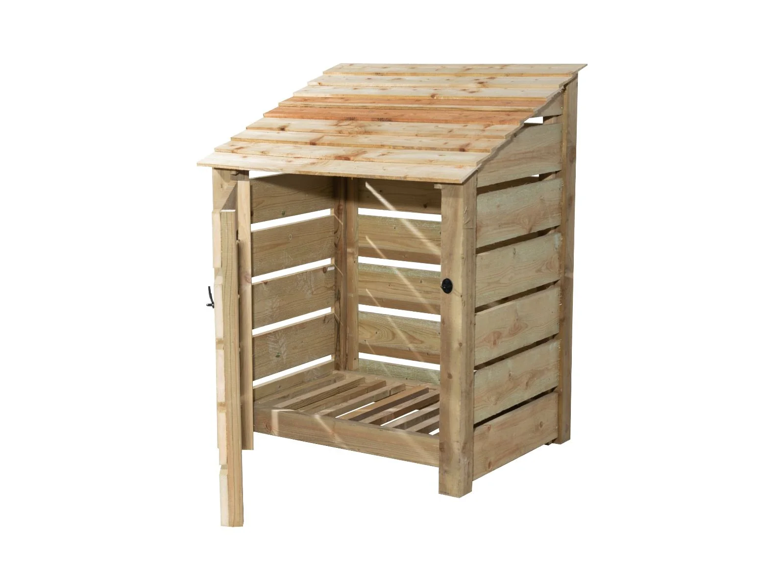 Slatted Wooden Log Store with Door W-99cm, H-126cm Or 180cm, D-88cm - Image 3