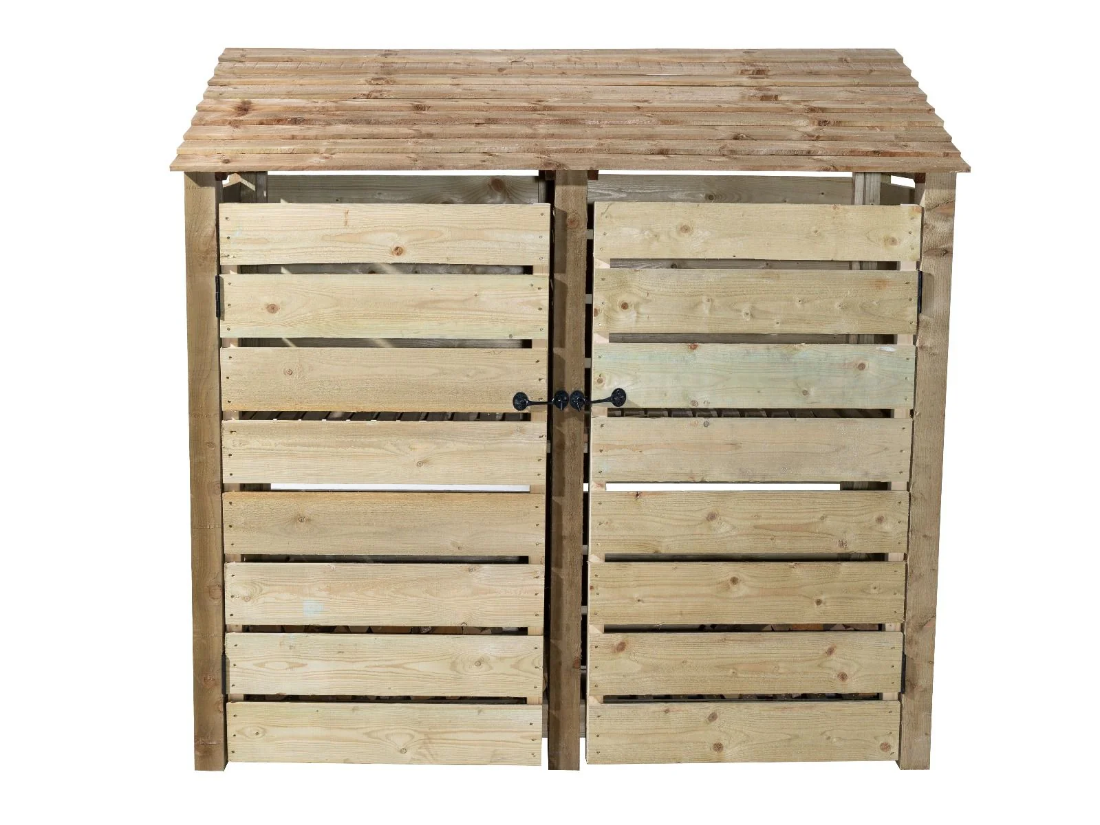 Slatted Wooden Log Store with Doors And Shelf W-187cm, H-126cm or 180cm, D-88cm - Image 5