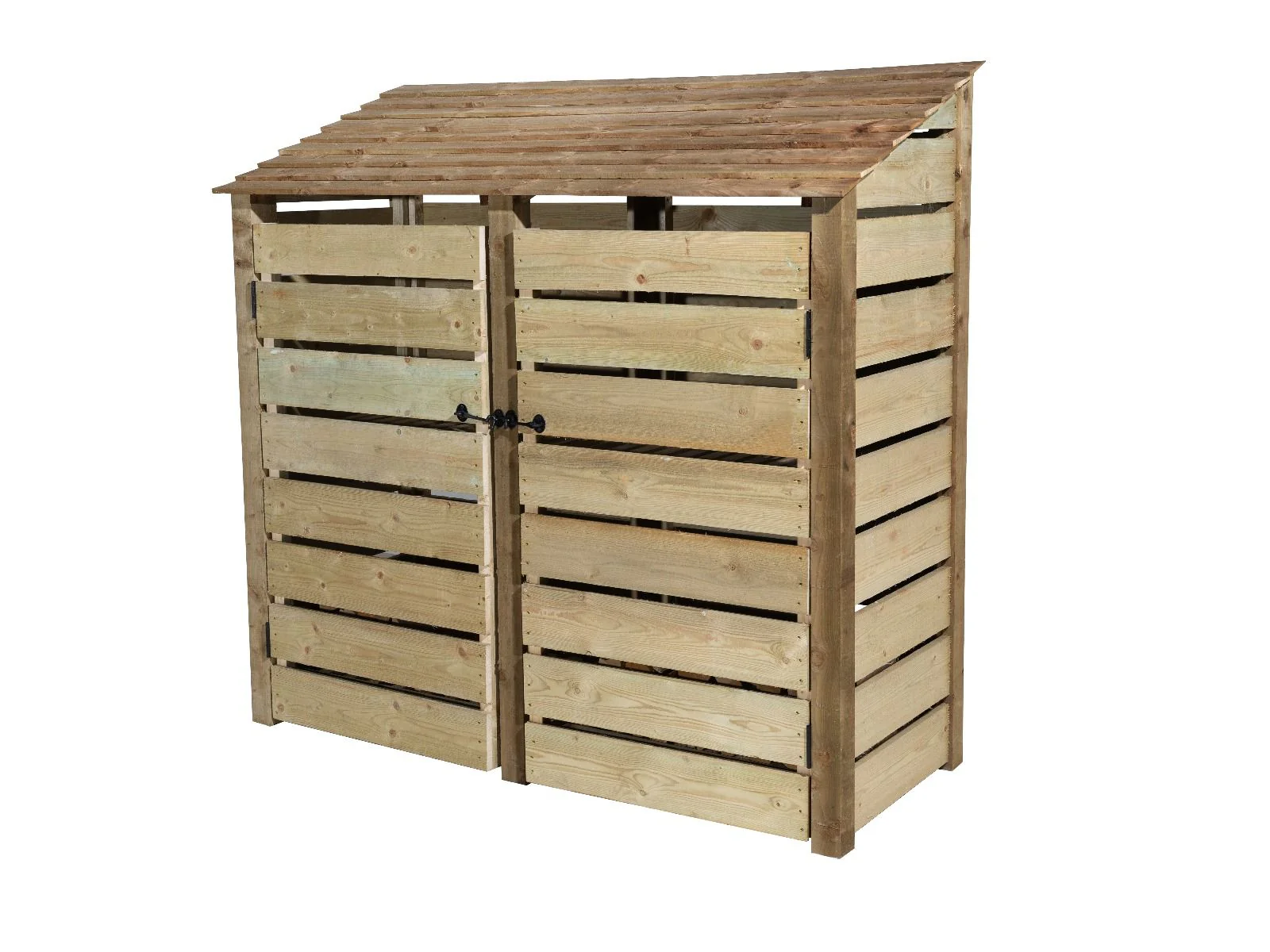 Slatted Wooden Log Store with Doors And Shelf W-187cm, H-126cm or 180cm, D-88cm - Image 6