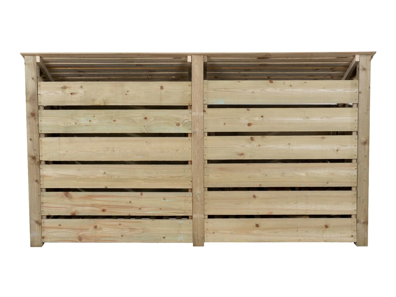 Slatted Wooden Log Store with Doors and Shelf W-227cm, H-126cm or 180cm, D-88cm - Image 6