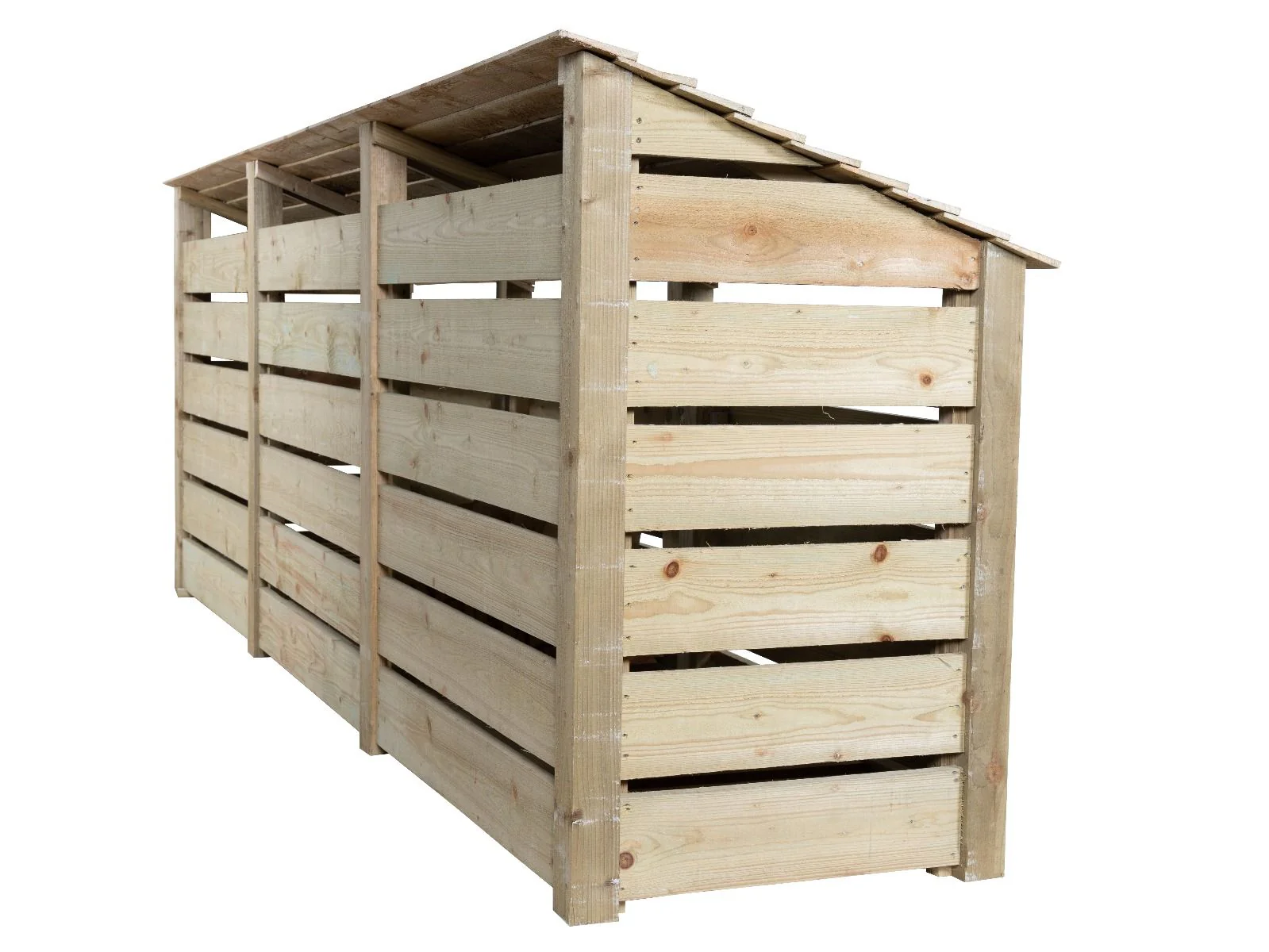 Slatted Wooden Log Store with Doors and Shelf W-335cm, H-126cm or 180cm, D-88cm - Image 5