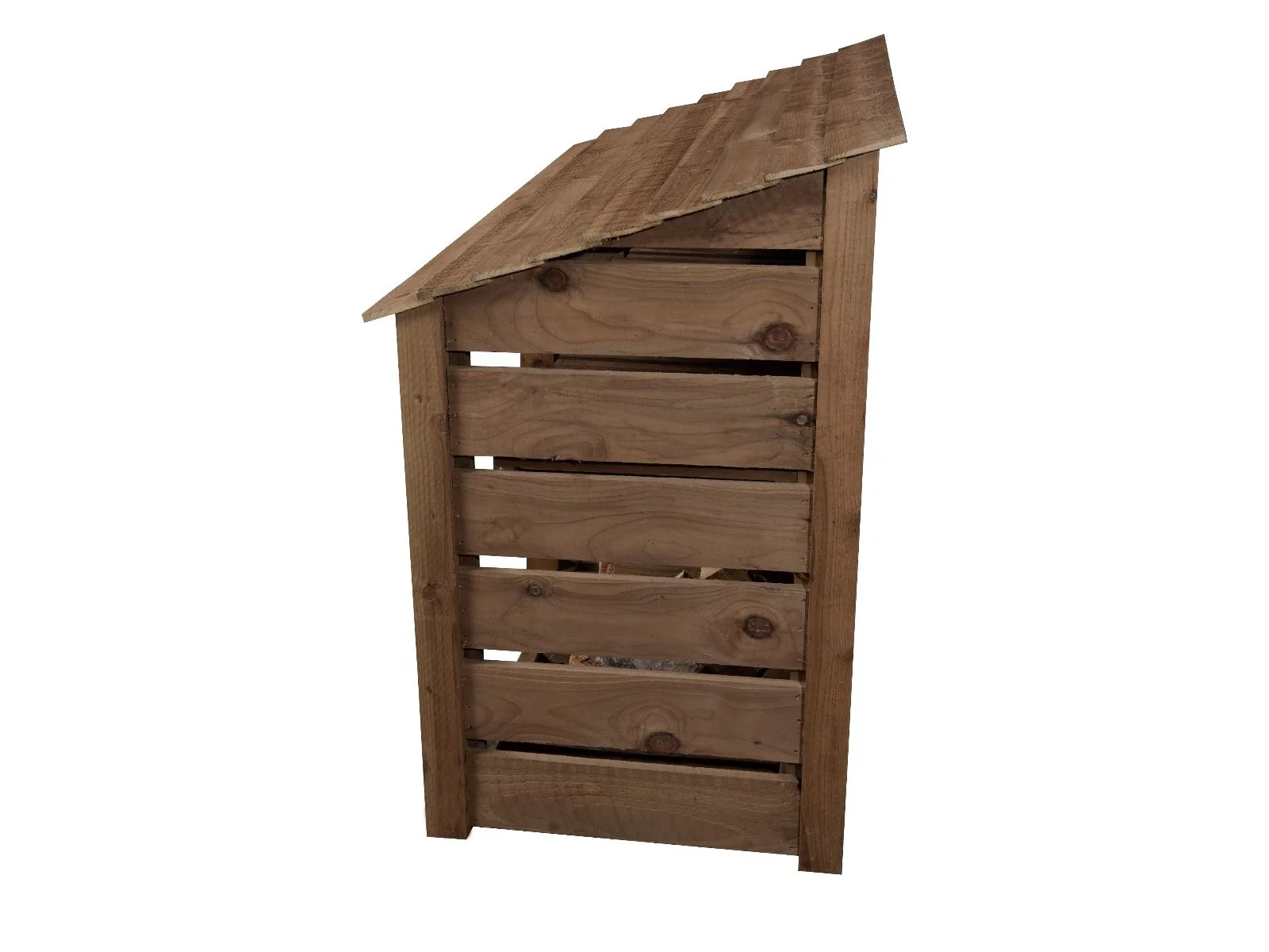 Slatted Wooden Log Store with Doors W-187cm, H-126cm or 180cm, D-88cm - Brown Finish - Image 7