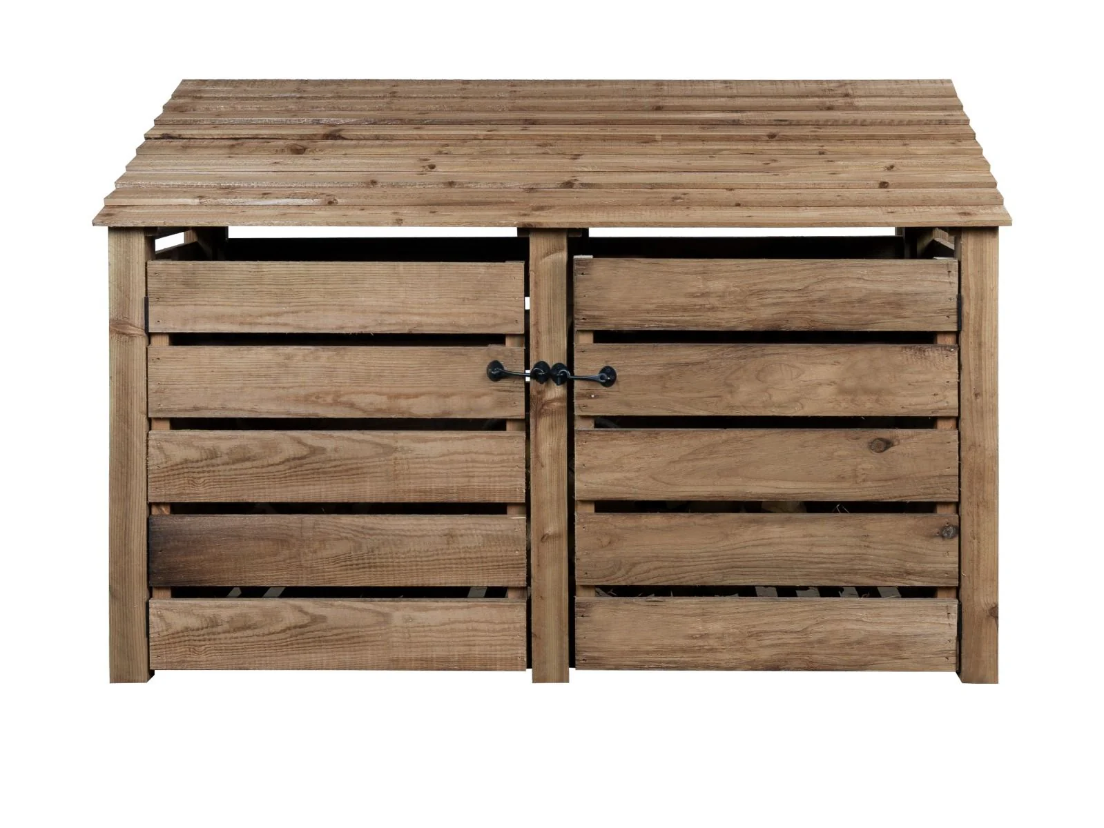 Slatted Wooden Log Store with Doors W-187cm, H-126cm or 180cm, D-88cm - Brown Finish - Image 8