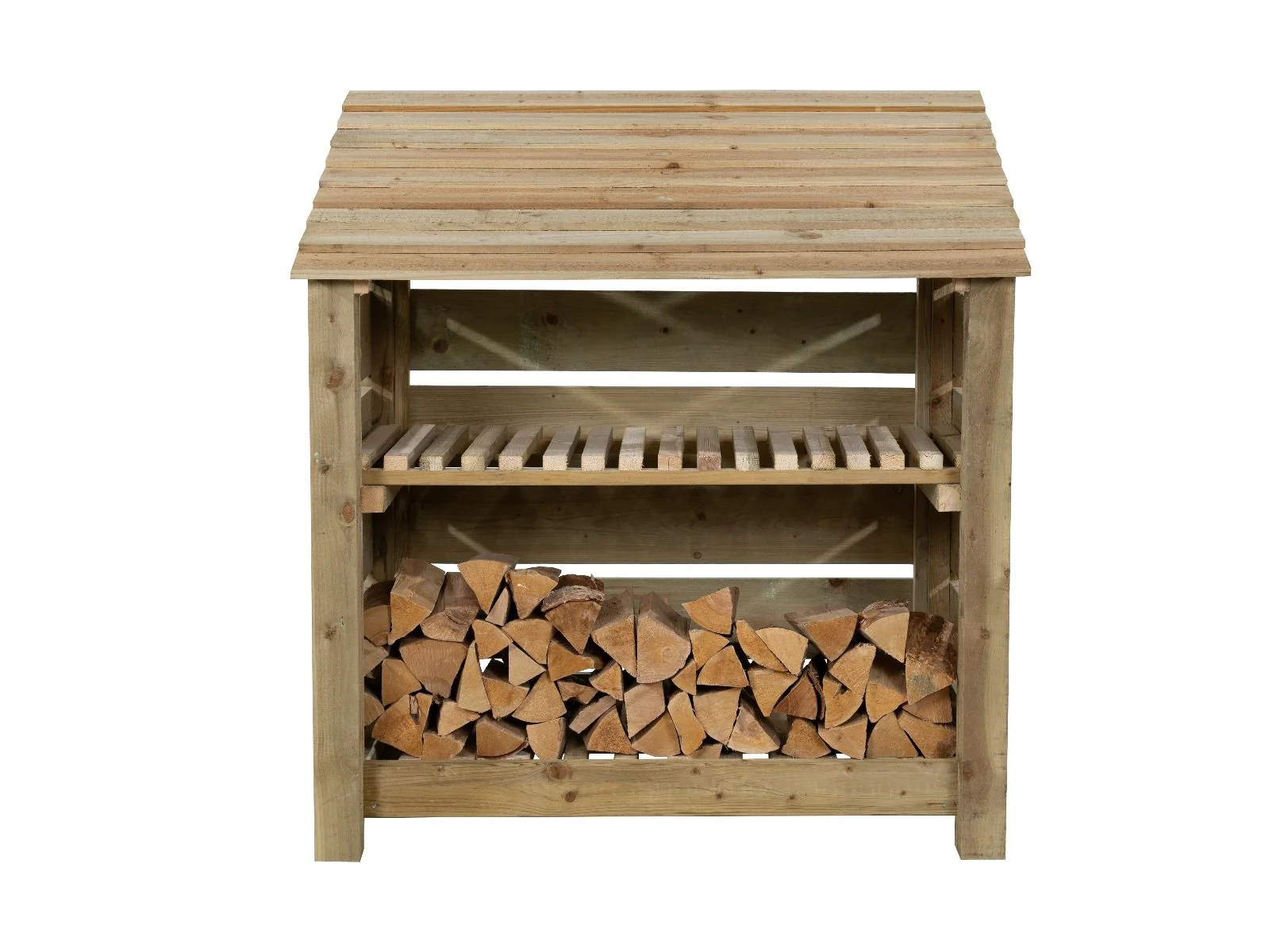 Slatted Wooden Log Store with Shelf W-119cm, H-126cm Or 180cm, D-88cm - Image 4
