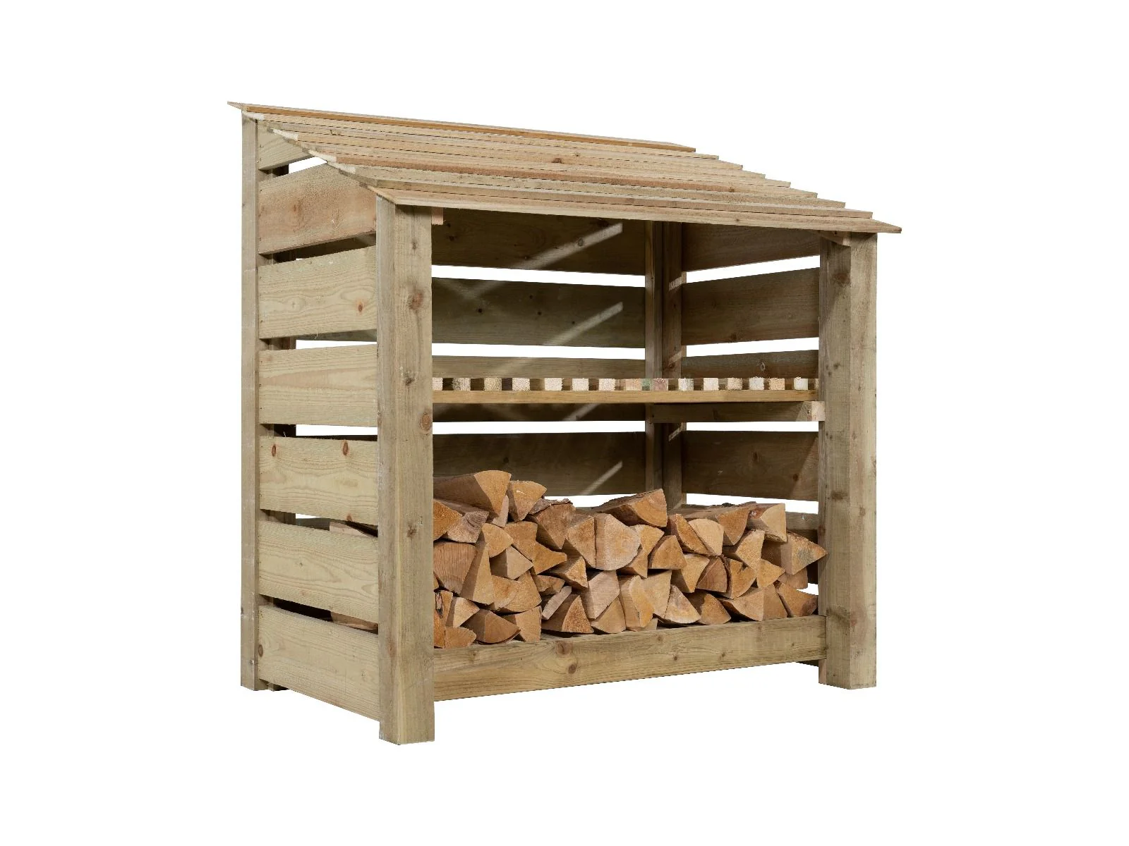 Slatted Wooden Log Store with Shelf W-119cm, H-126cm Or 180cm, D-88cm - Image 5