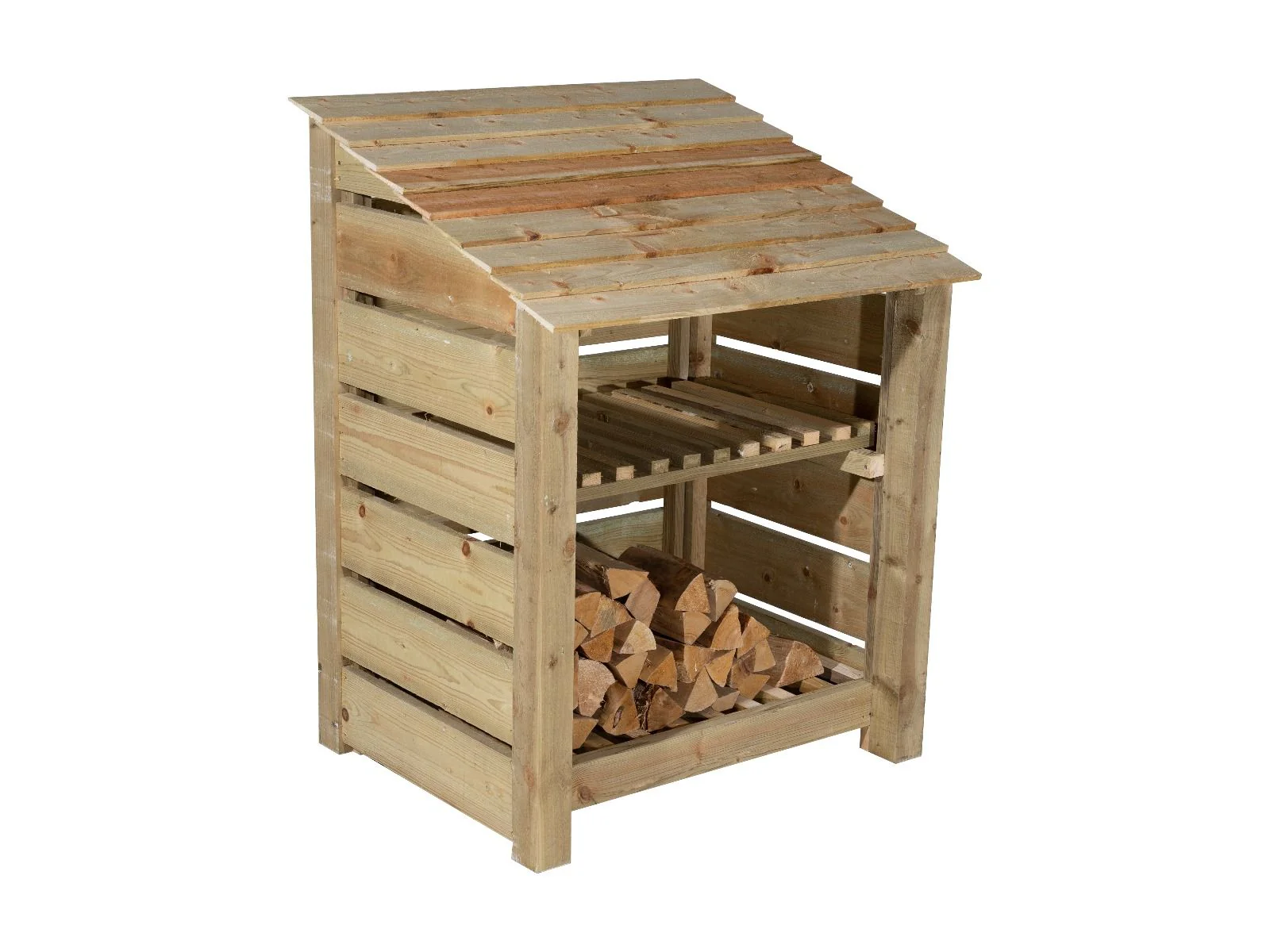 Slatted Wooden Log Store with Shelf W-99cm, H-126cm Or 180cm, D-88cm - Image 3