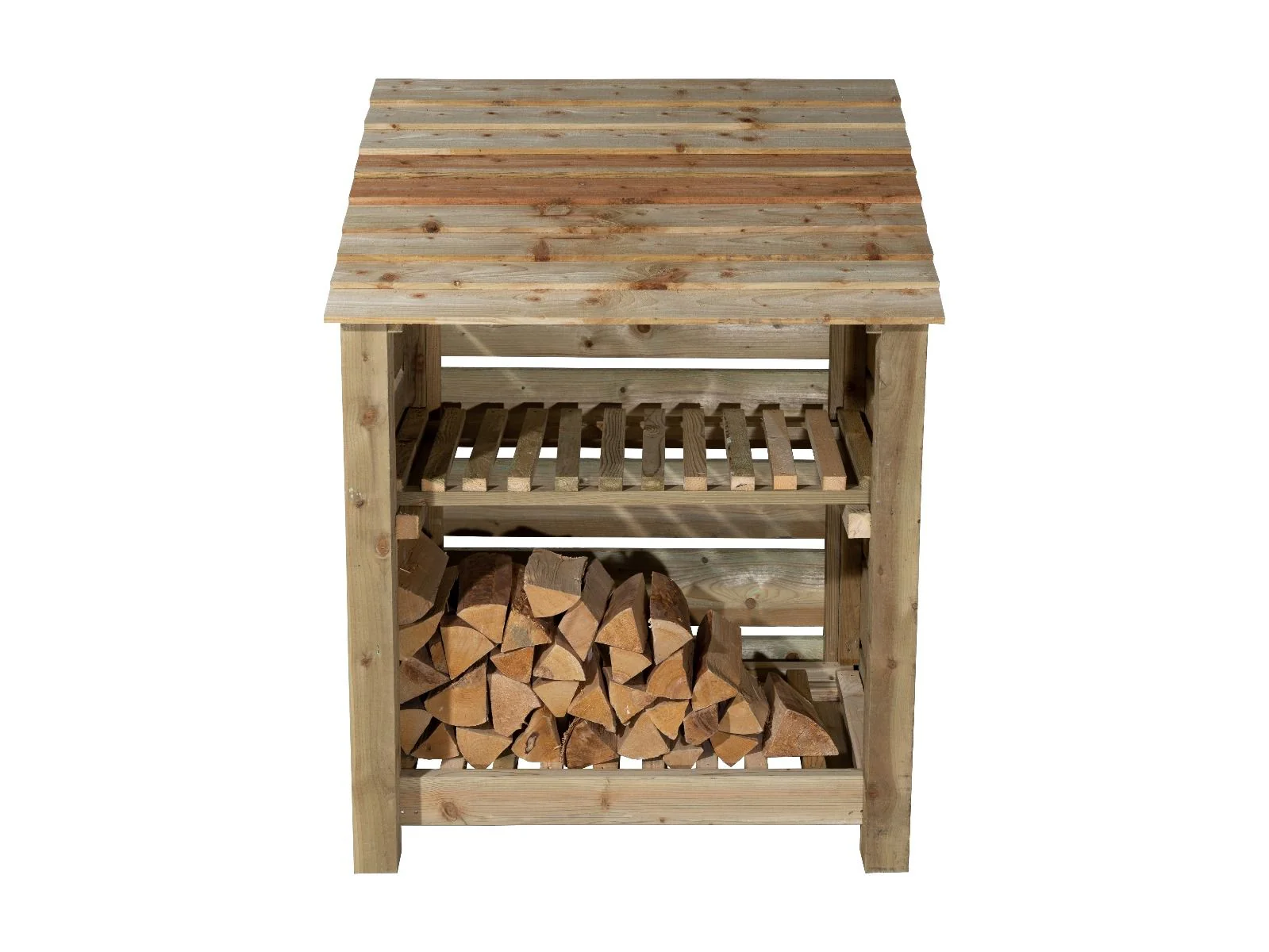 Slatted Wooden Log Store with Shelf W-99cm, H-126cm Or 180cm, D-88cm - Image 4