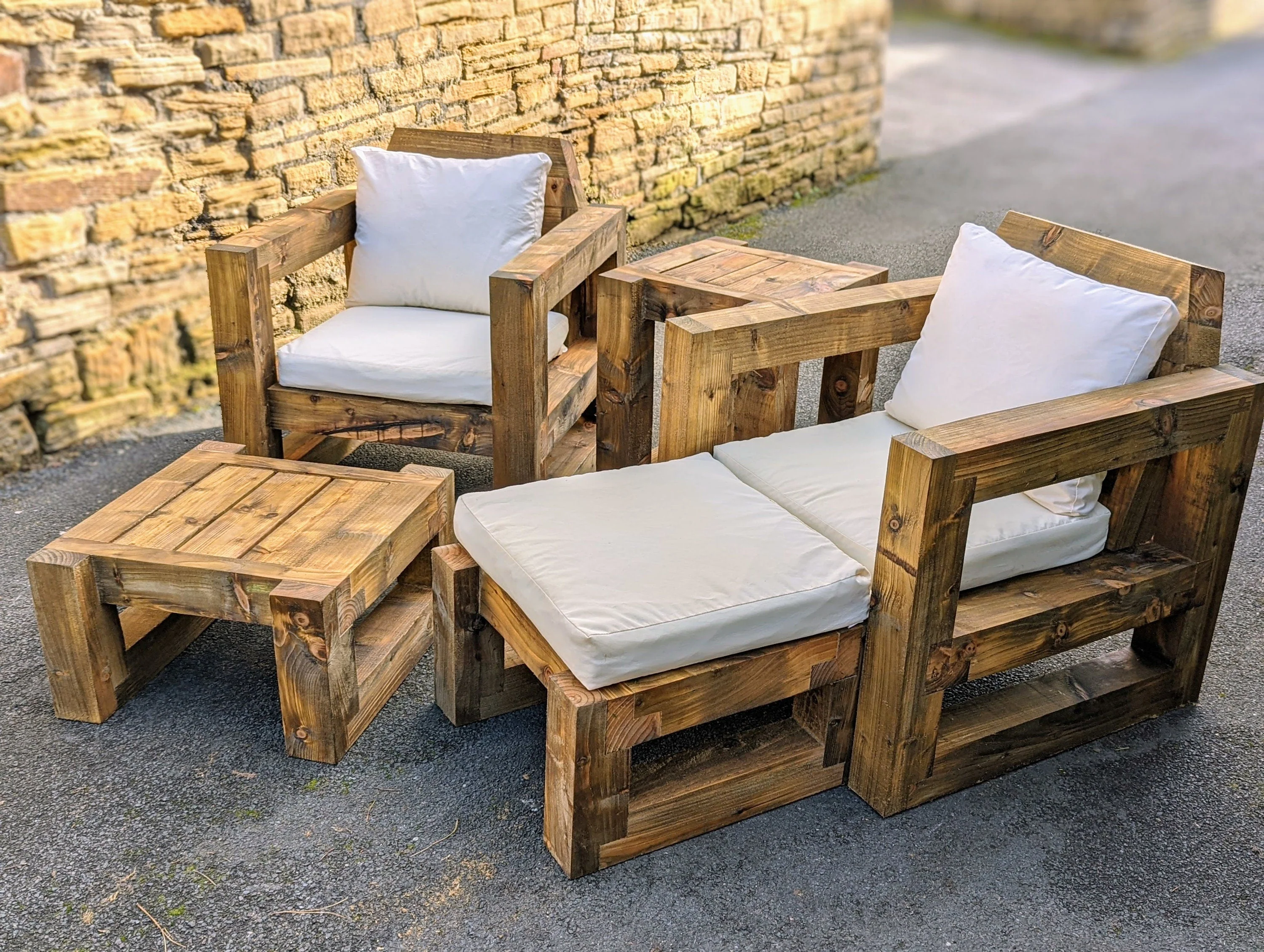 Solid Wood Garden Chair/Lounger Full Set - Image 3