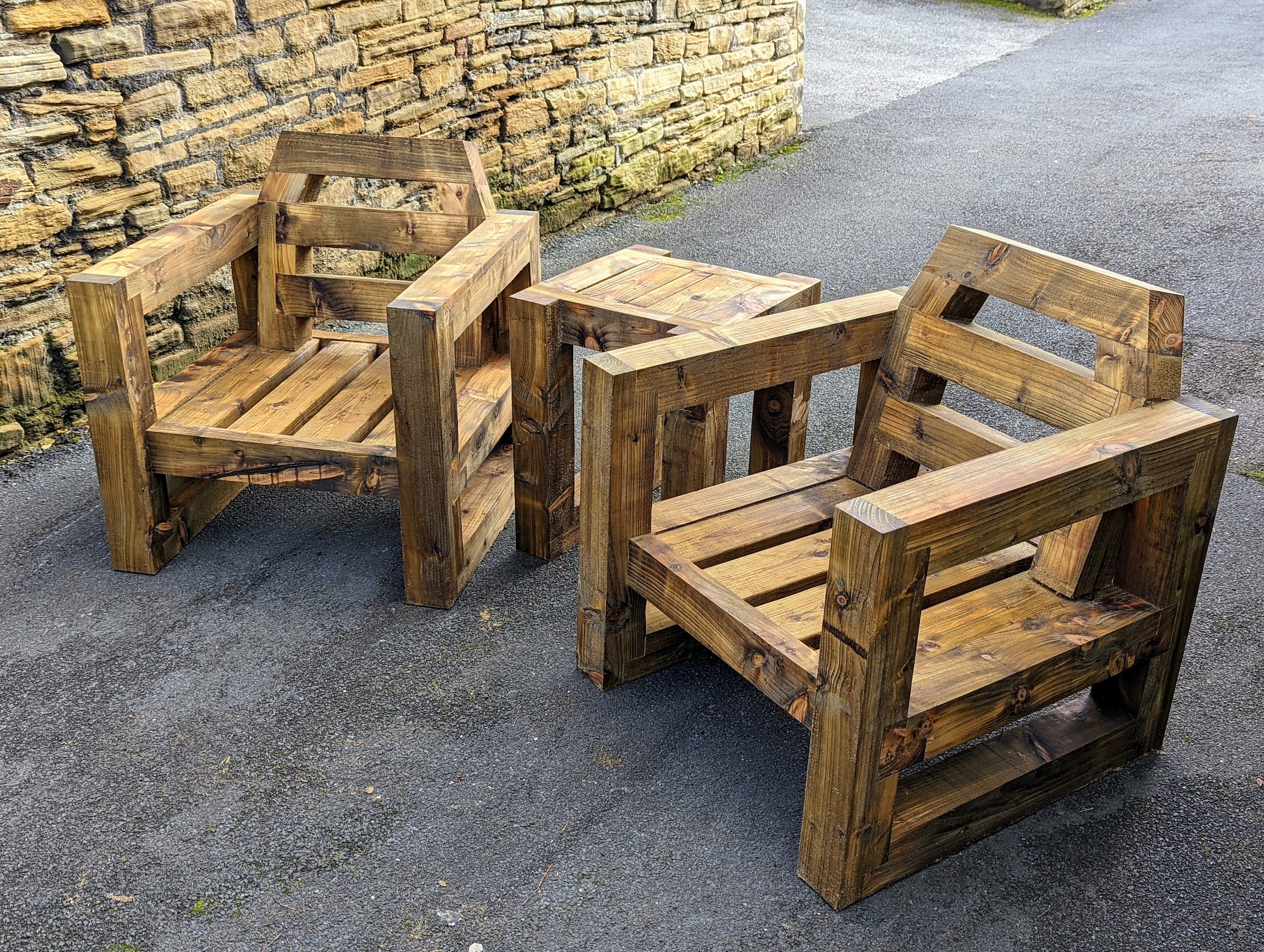 Solid Wood Garden Chair/Lounger Half set - Image 3