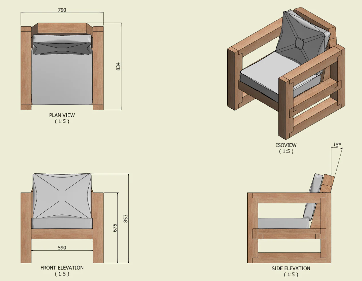 Solid Wood Garden Chair/Lounger Single set - Image 10