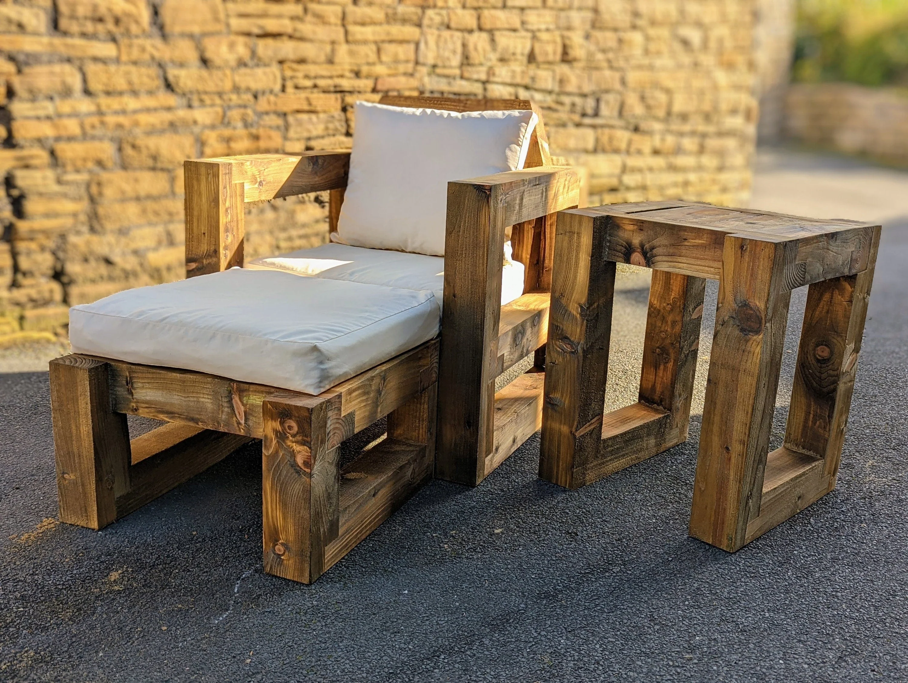 Solid Wood Garden Chair/Lounger Single set - Image 3