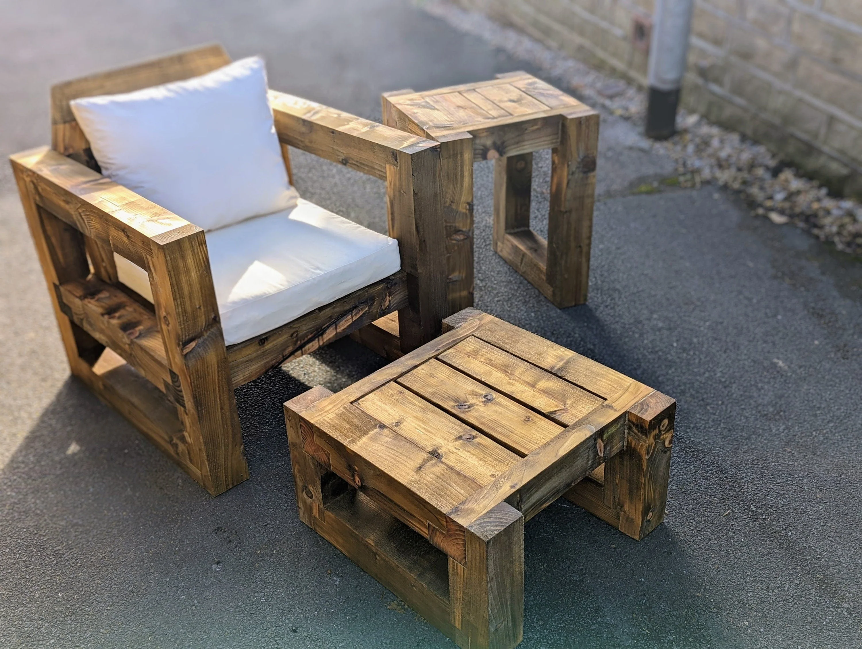 Solid Wood Garden Chair/Lounger Single set - Image 4