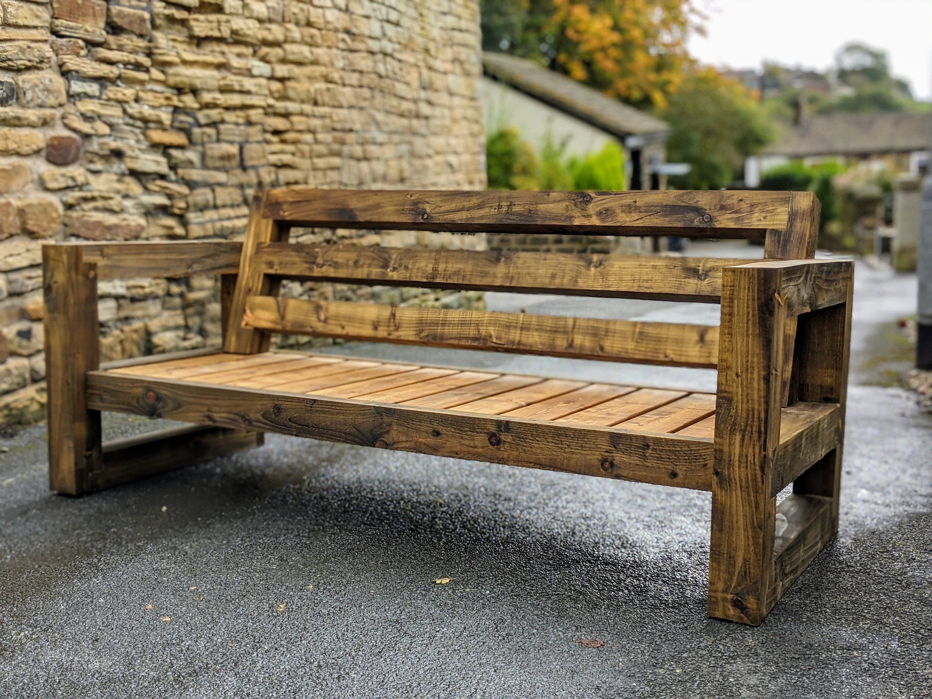 Solid Wood Garden Sofa 3 seat - Image 4