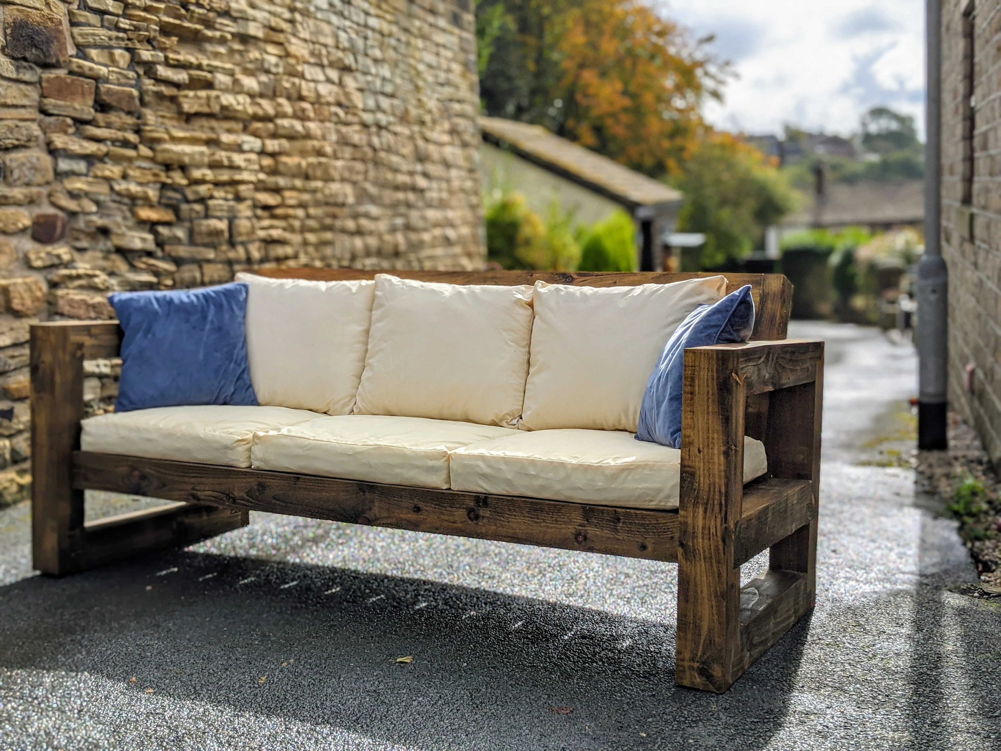 Solid Wood Garden Sofa 3 seat - Image 9