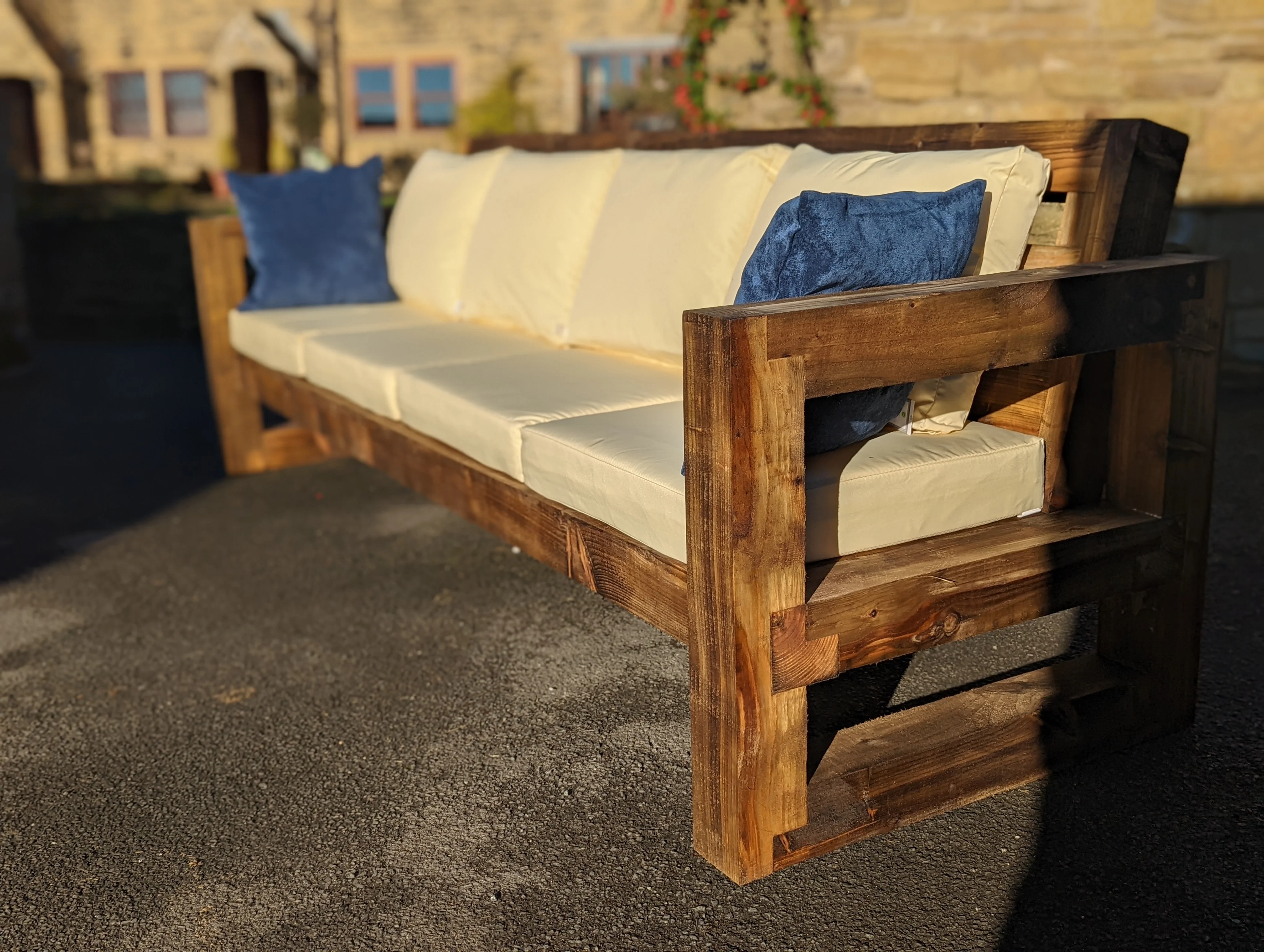 Solid Wood Garden Sofa 4 seat - Image 3