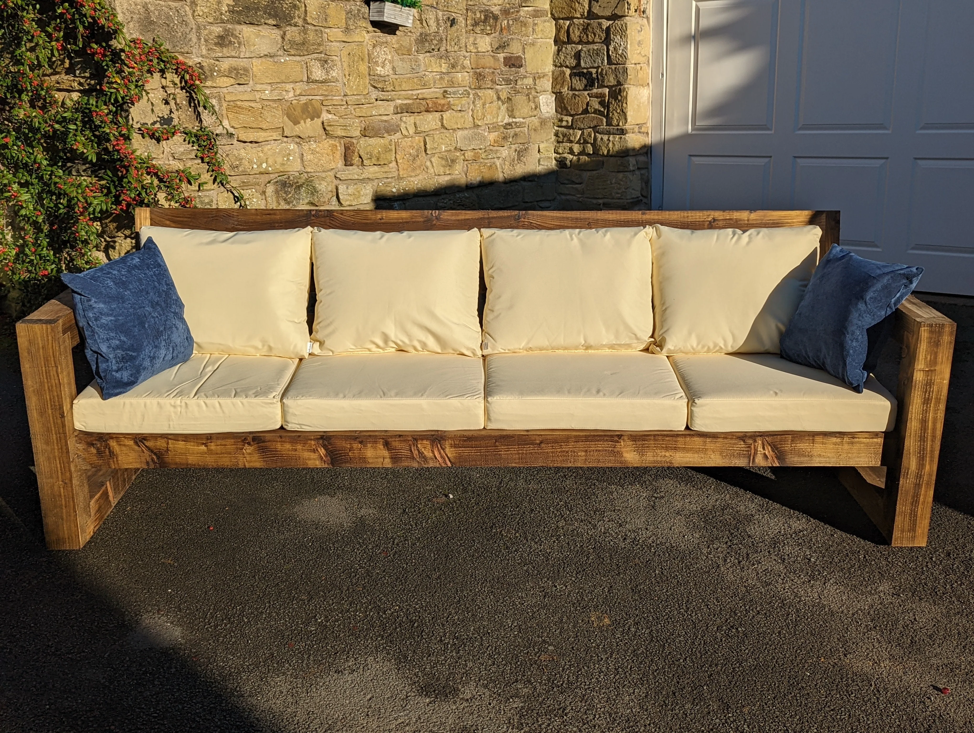 Solid Wood Garden Sofa 4 seat - Image 6