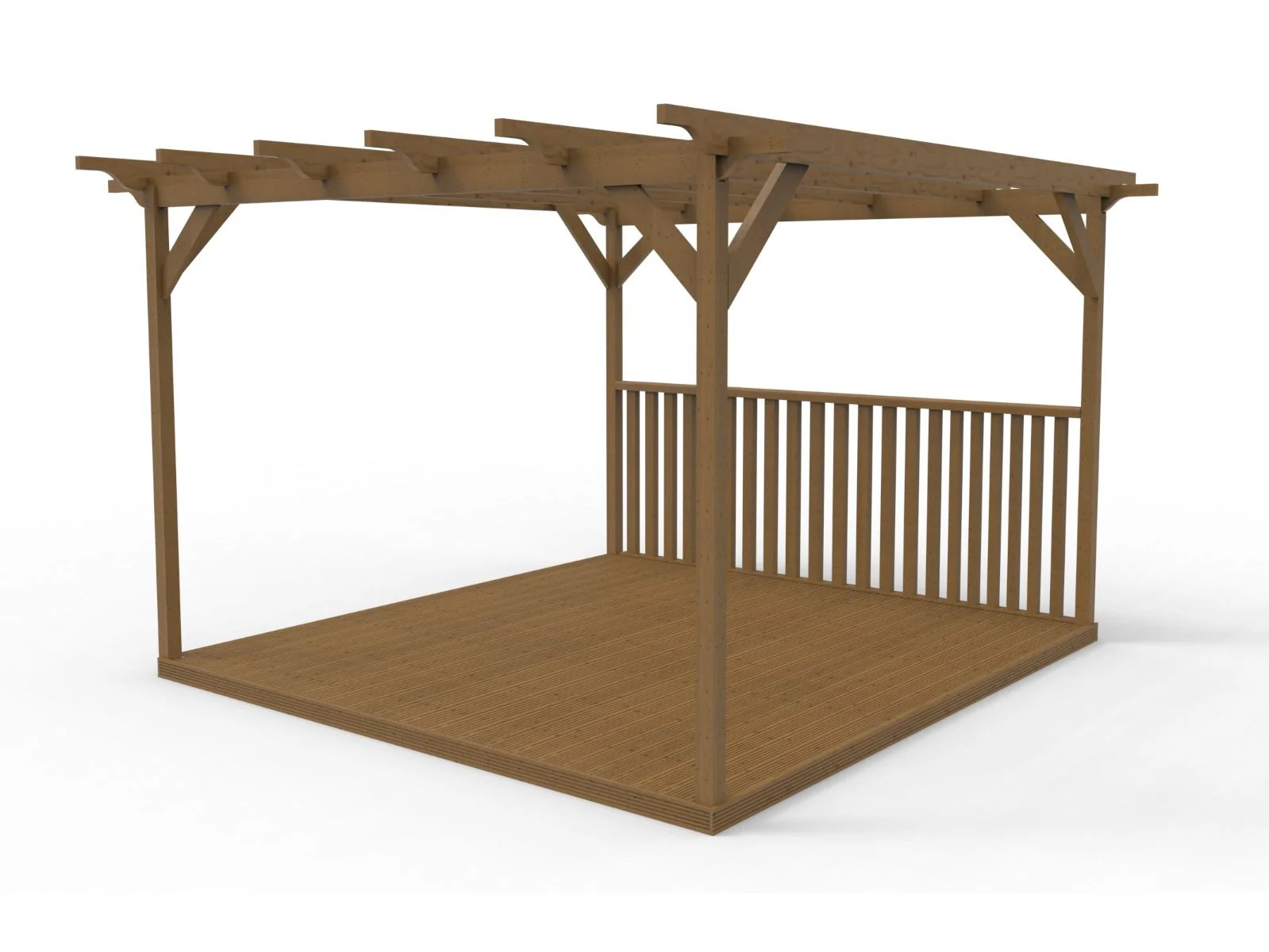 Square Pergola And Decking Kit With One Side Balustrade - Image 3