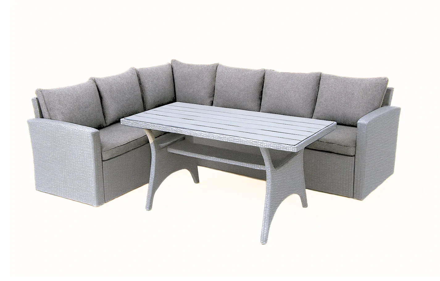 Stockholm 6 Seater Grey Rattan Garden Corner Dining Set - Image 2