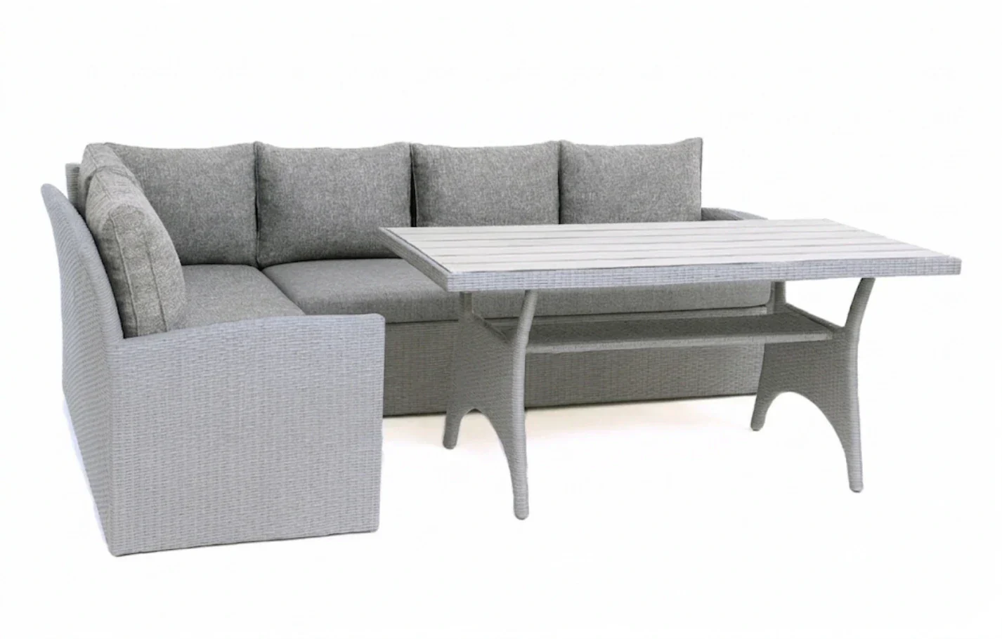Stockholm 6 Seater Grey Rattan Garden Corner Dining Set - Image 3