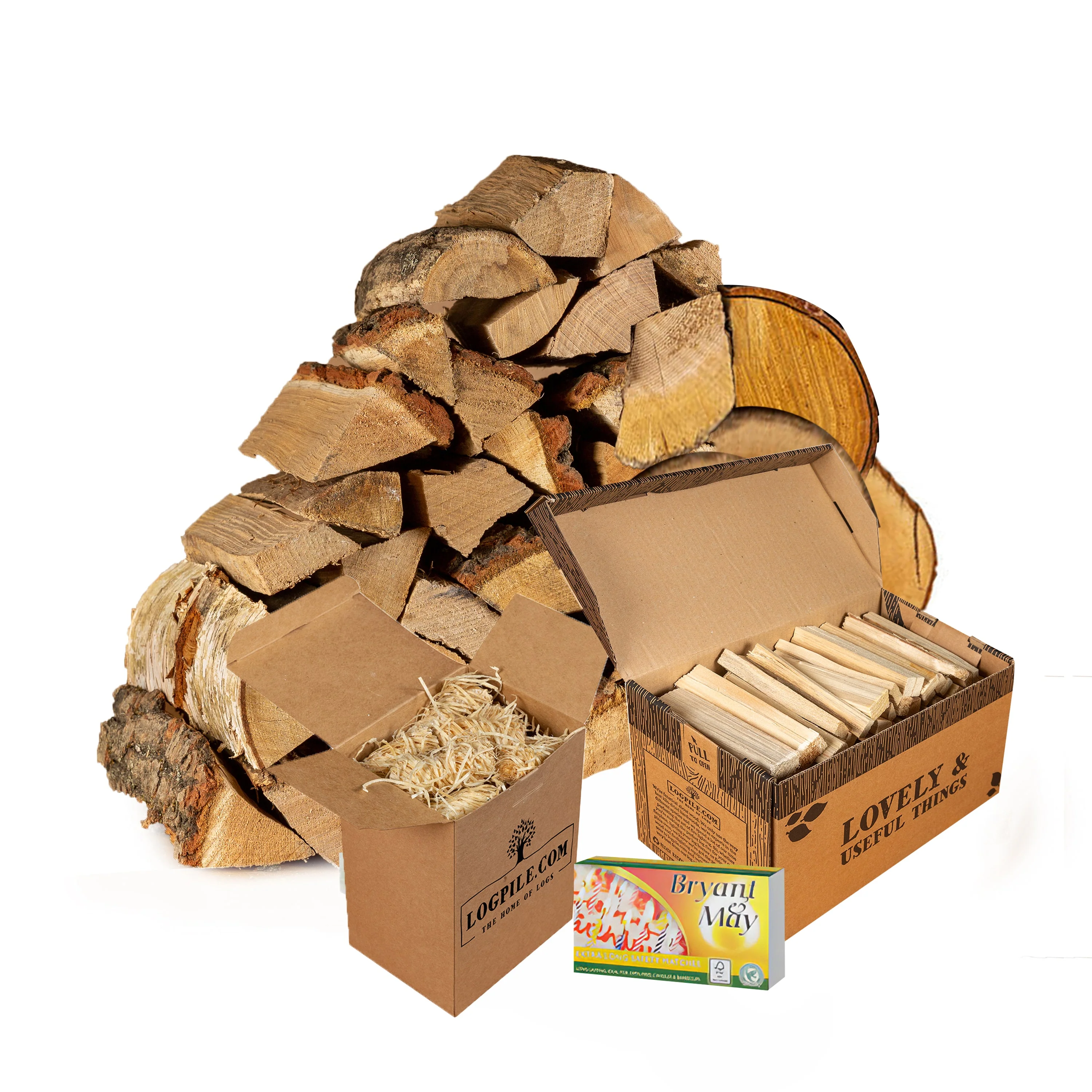 Super Thin Pizza Oven Starter Kit. Medium Pizza Oven Hardwood Logs, Kindling, Natural Firelighters and Matches