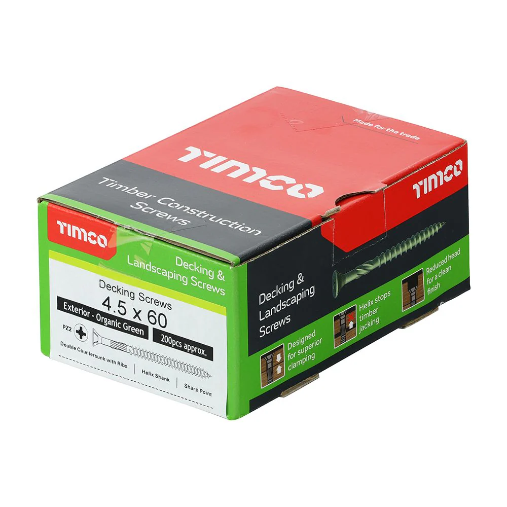 Timco Decking Screws 4.5 x 60 PZ2 Green Organic (Box 200) - Image 3