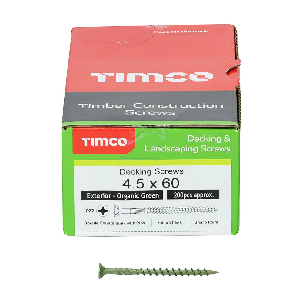 Timco Decking Screws 4.5 x 60 PZ2 Green Organic (Box 200) - Image 4