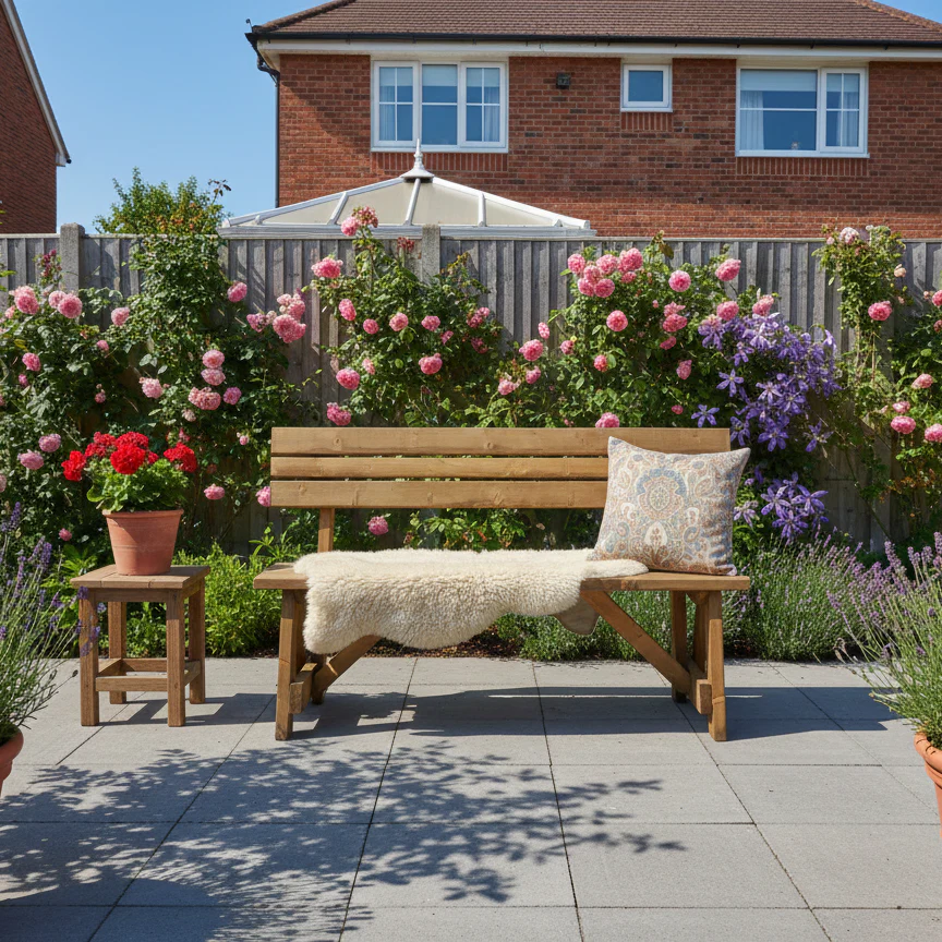 Victoria Garden Fence Bench with Backrest - Rustic Finish - Image 3