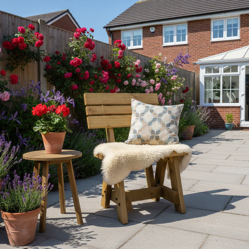 Victoria Garden Fence Bench with Backrest - Rustic Finish - Image 4