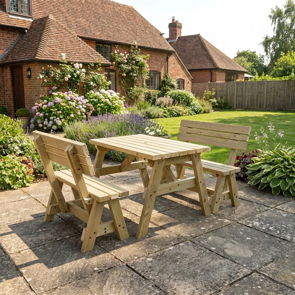 Victoria Picnic Table and Benches Set With Backrest - Image 5