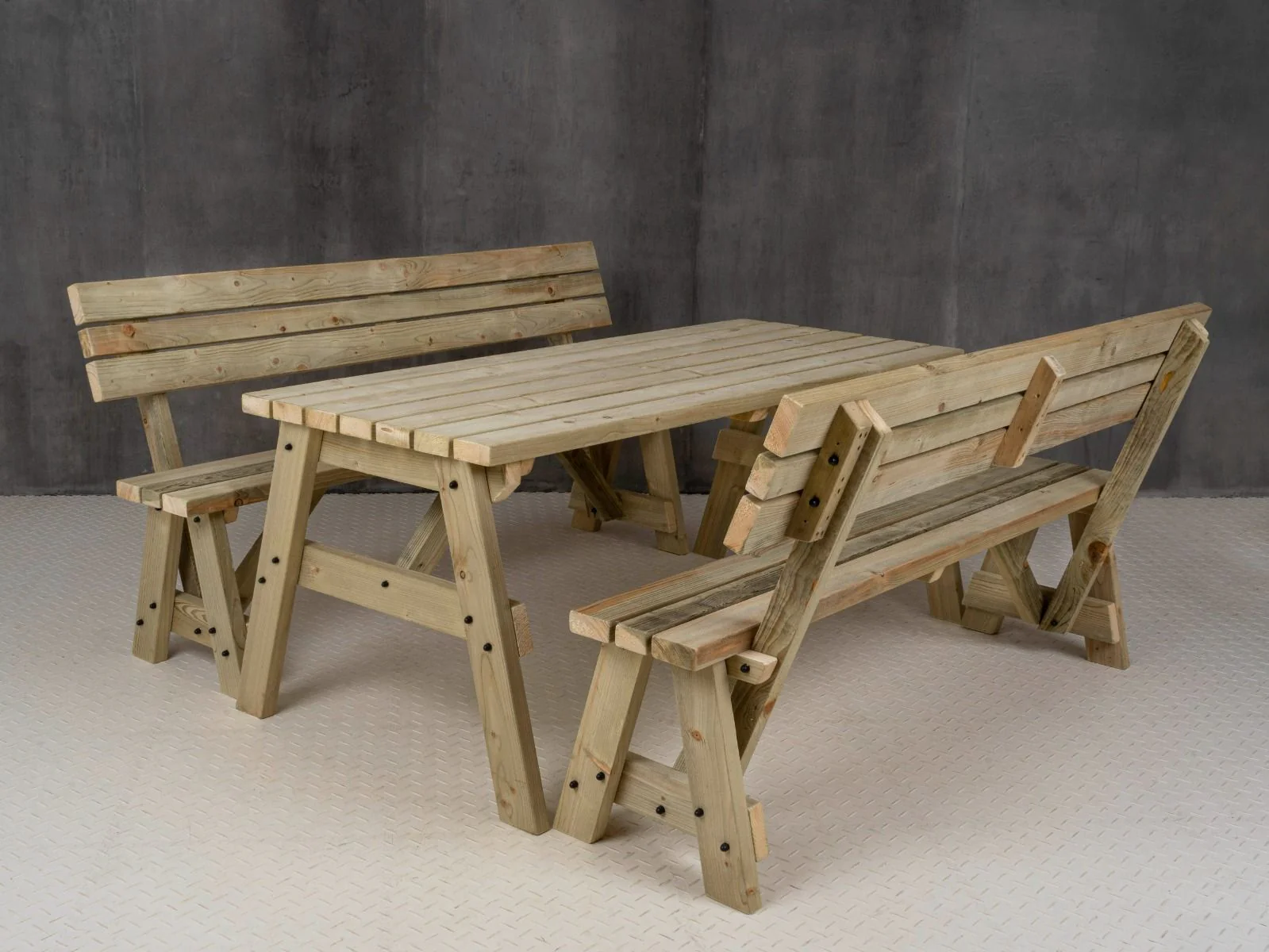 Victoria Picnic Table and Benches Set With Backrest - Image 6